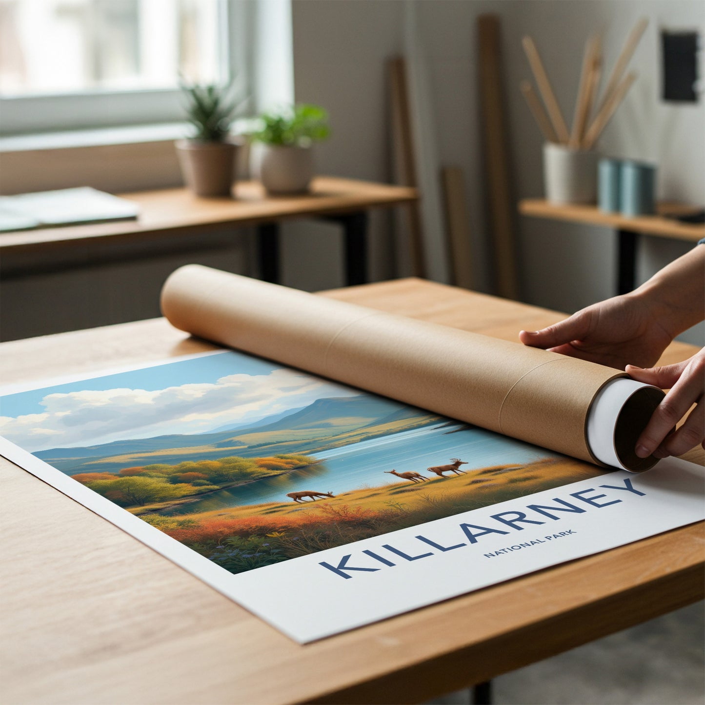 Killarney Poster - Ireland Travel Art - Deer Mountain Lake Home Decor