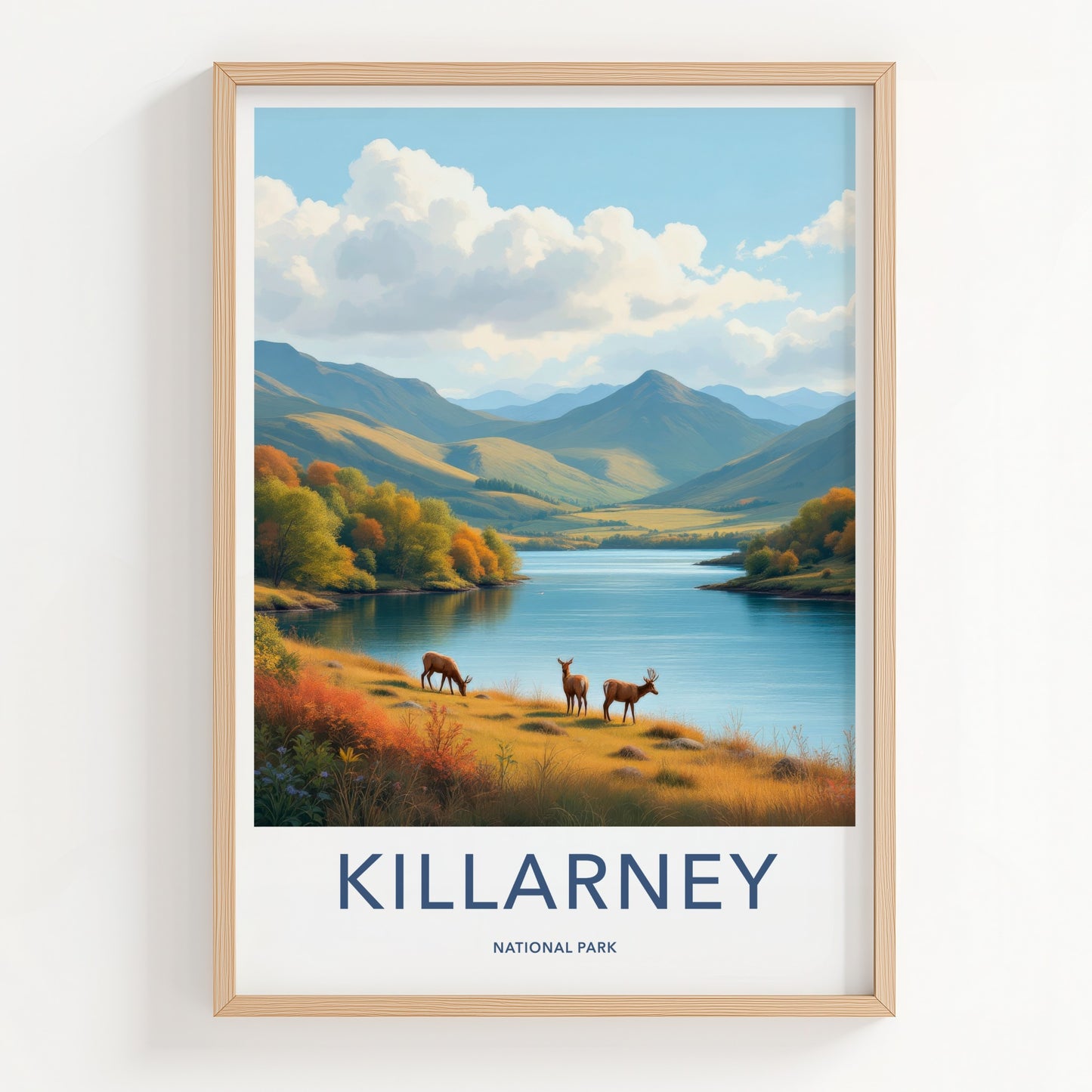 Killarney Poster - Ireland Travel Art - Deer Mountain Lake Home Decor