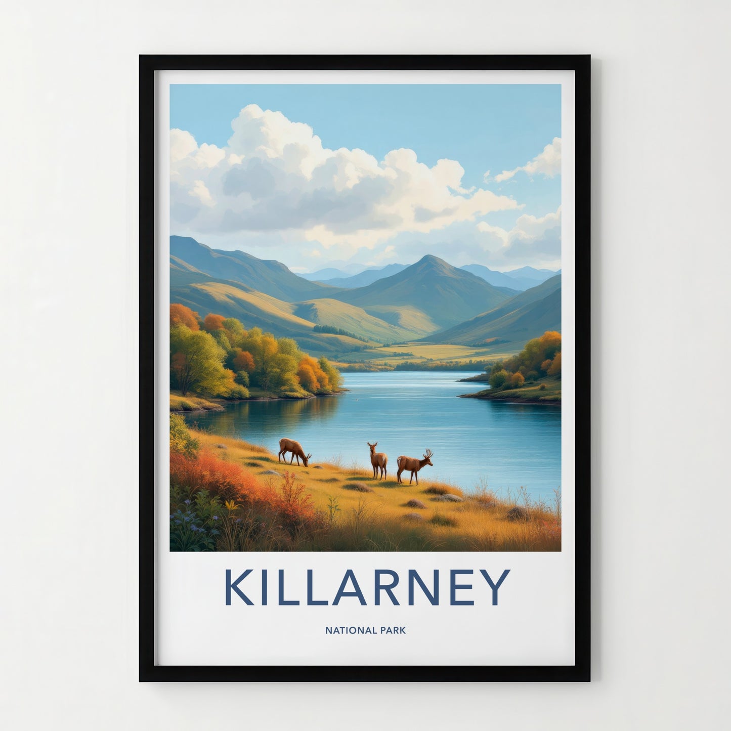 Killarney Poster - Ireland Travel Art - Deer Mountain Lake Home Decor