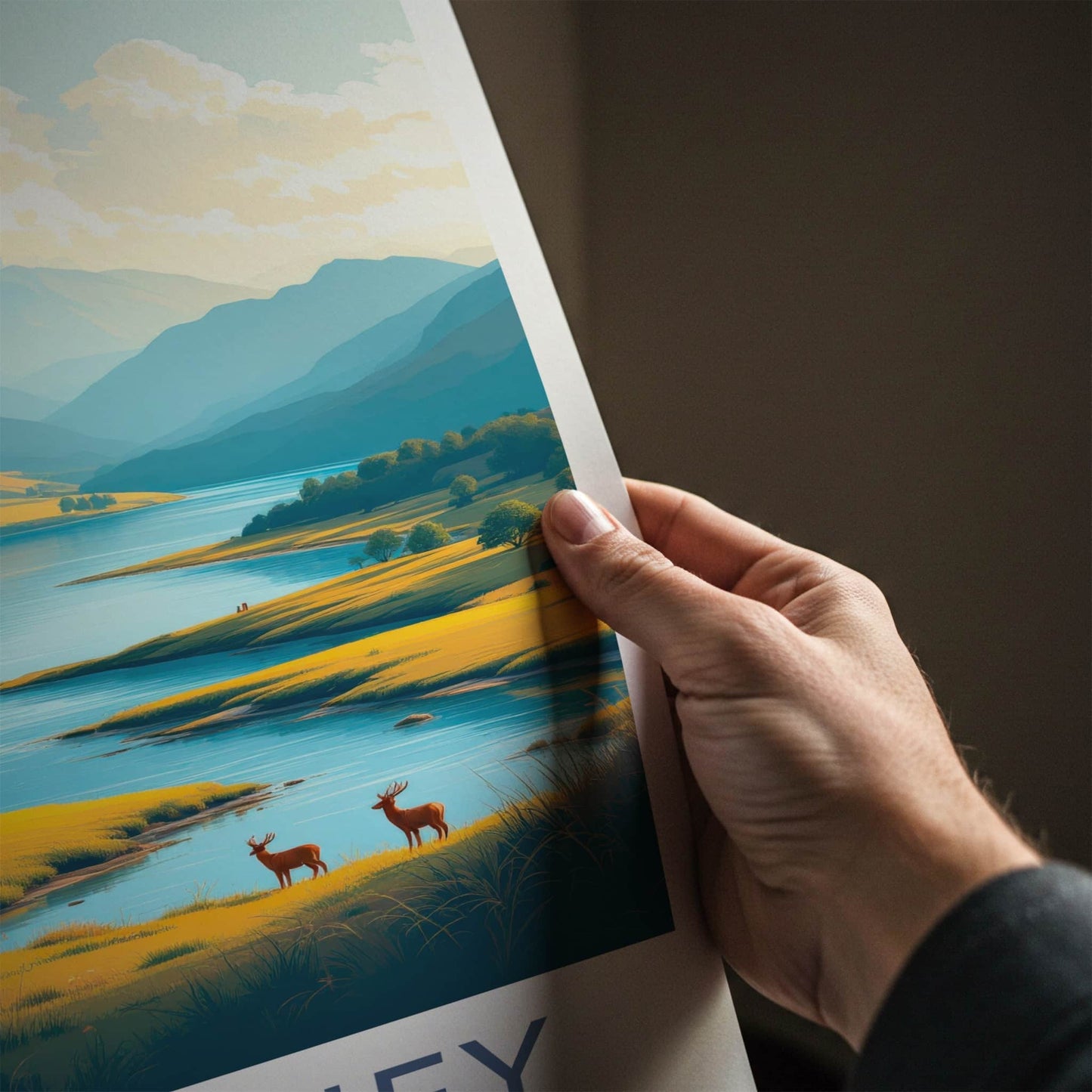 Killarney Poster - Ireland Travel Art - Mountain Lake Deer Home Decor