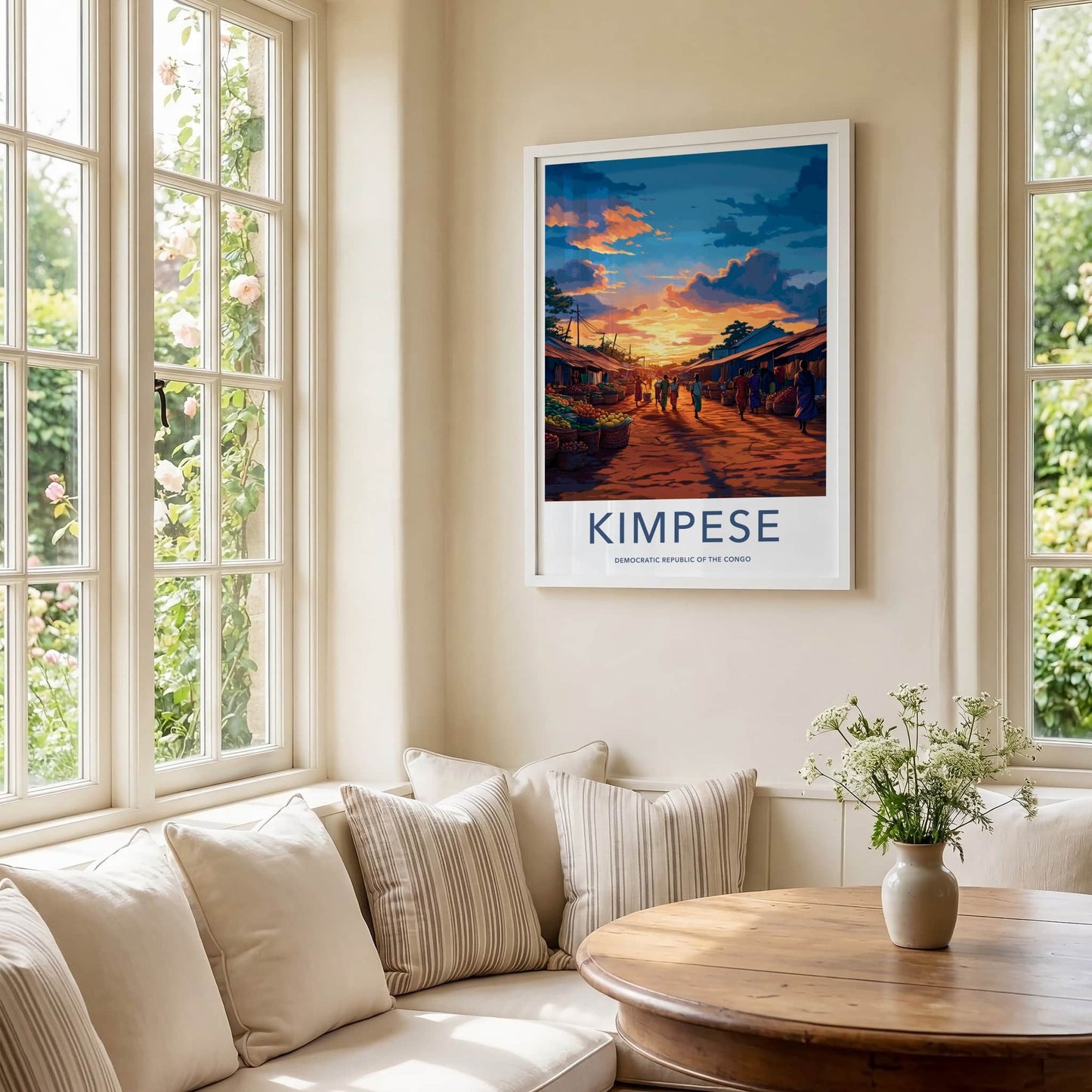 Kimpese Poster - Congo Travel Art - Vibrant Market Sunset Home Decor