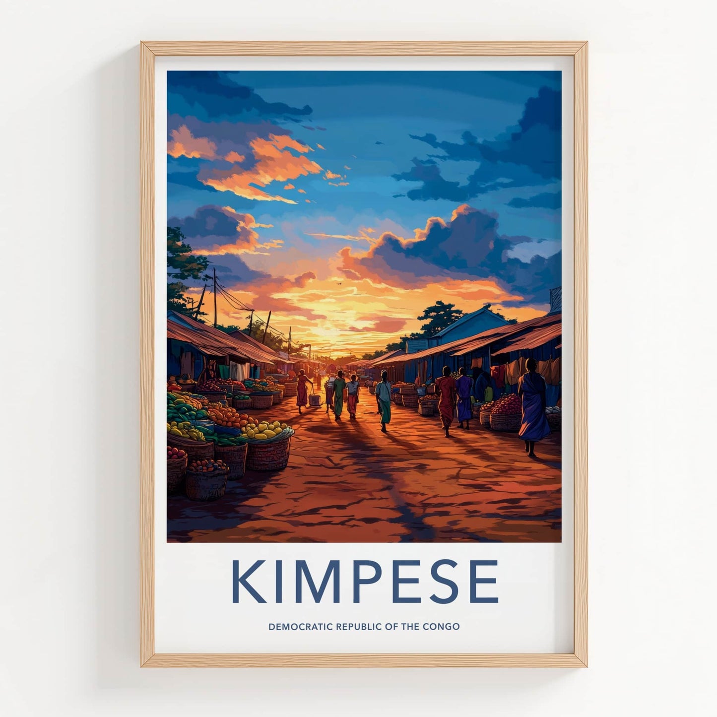 Kimpese Poster - Congo Travel Art - Vibrant Market Sunset Home Decor