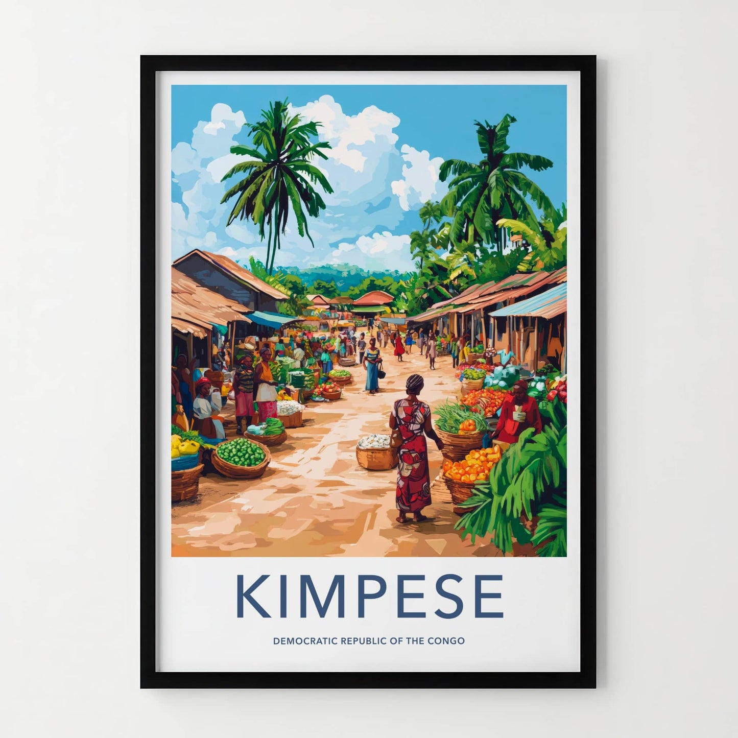 Kimpese Poster - Democratic Republic of the Congo Fine Art - Market Scene Life Gift