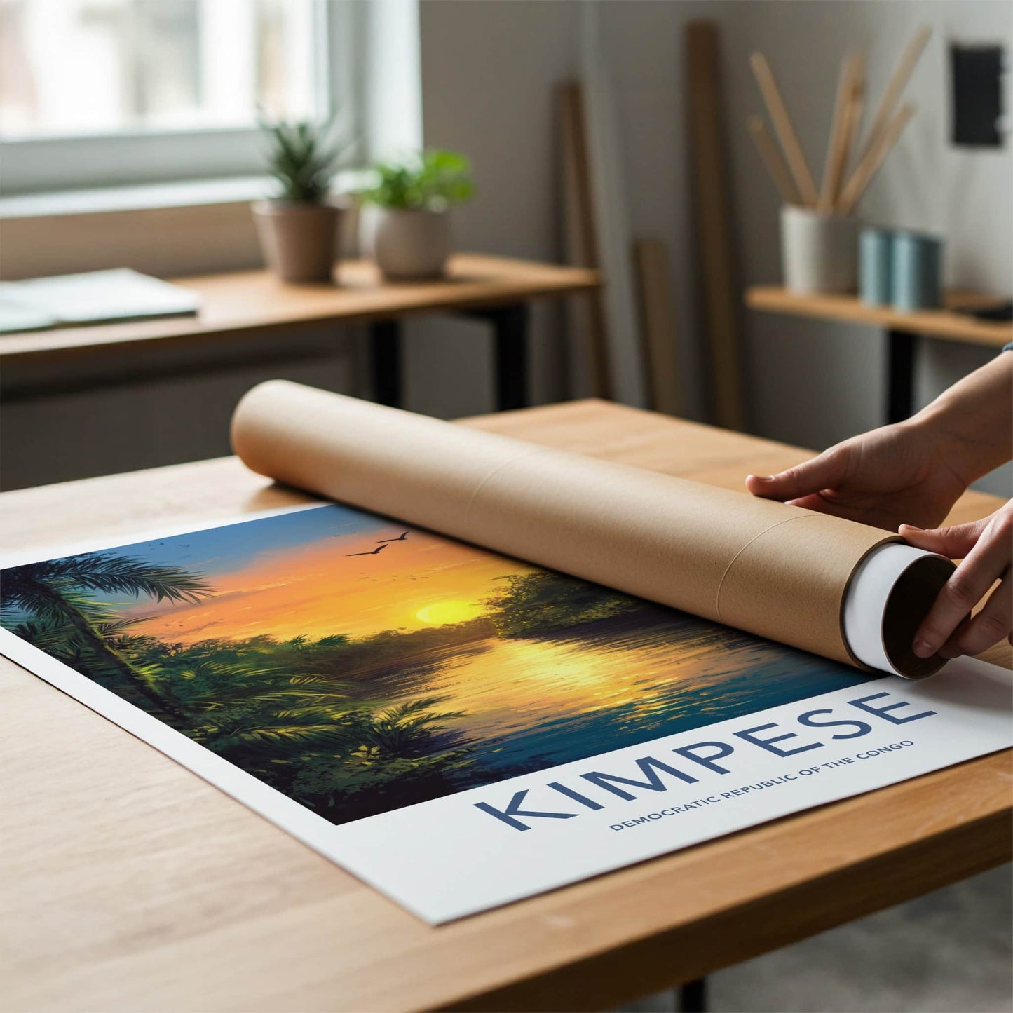 KIMPESE Poster - Democratic Republic of the Congo Travel Art - Tropical River Sunset Home Decor