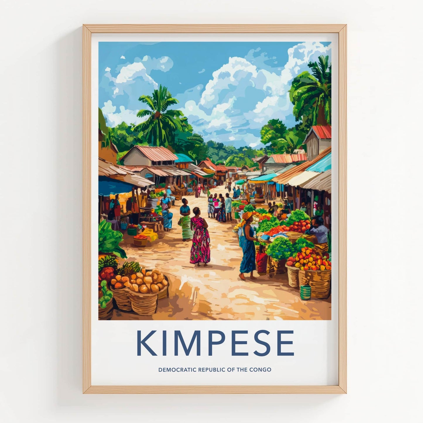 Kimpese Poster - DR Congo Travel Art - Lively Village Market Home Art