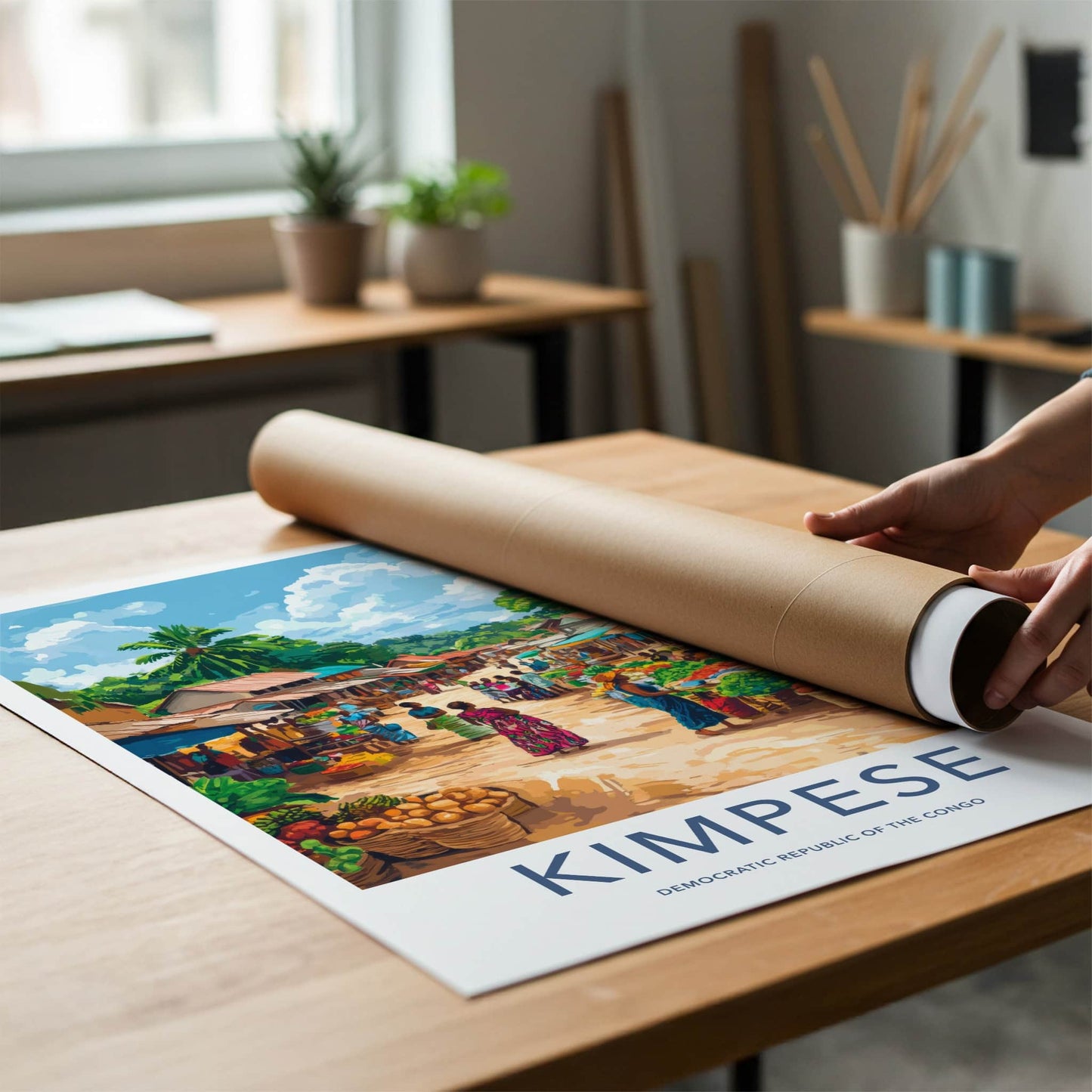 Kimpese Poster - DR Congo Travel Art - Lively Village Market Home Art