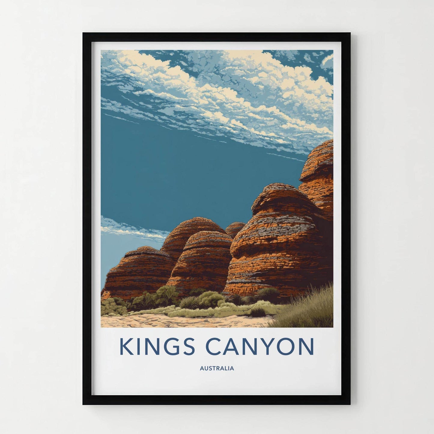 KINGS CANYON Poster - Australia Travel Art - Dramatic Desert Landscape Wall Decor