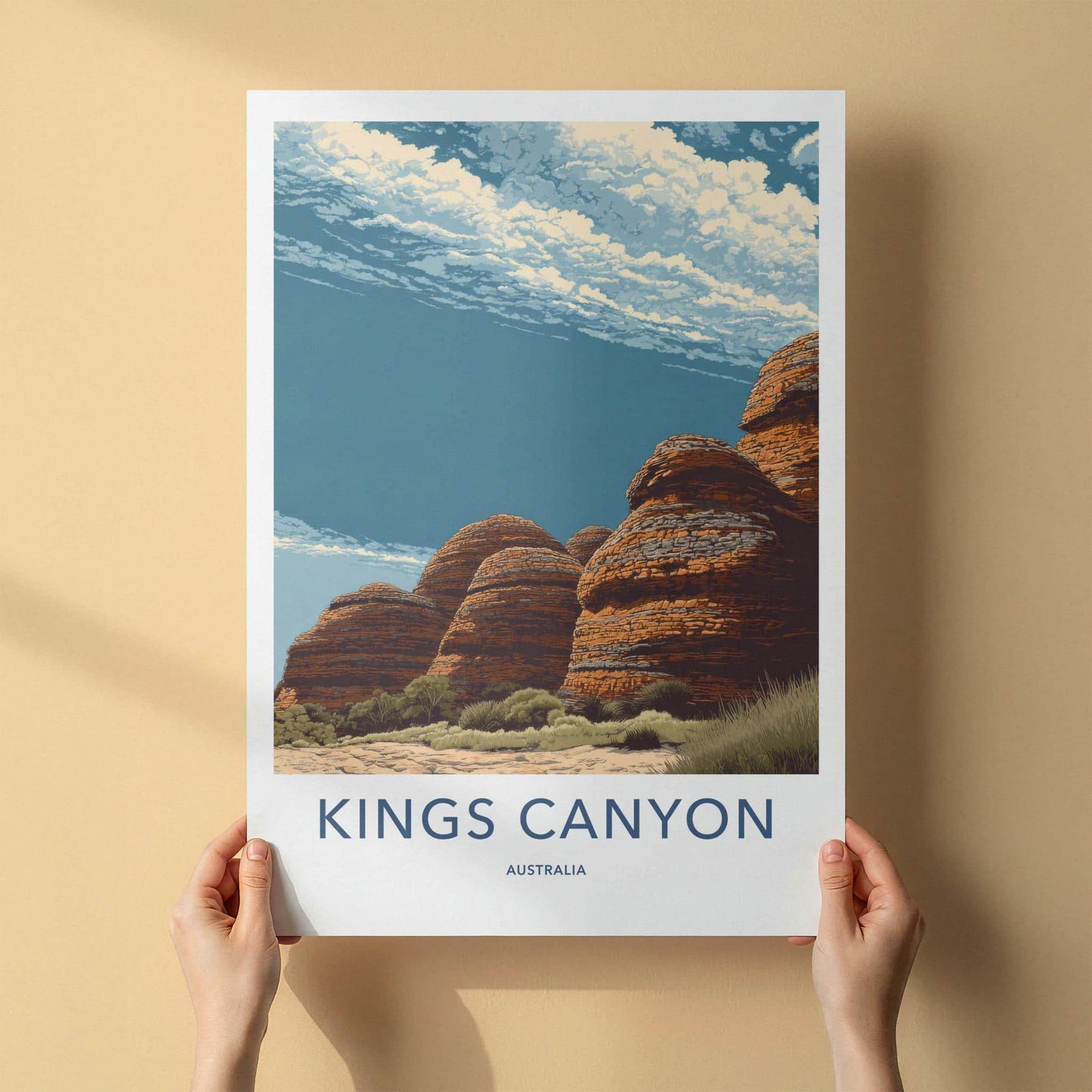KINGS CANYON Poster - Australia Travel Art - Dramatic Desert Landscape Wall Decor