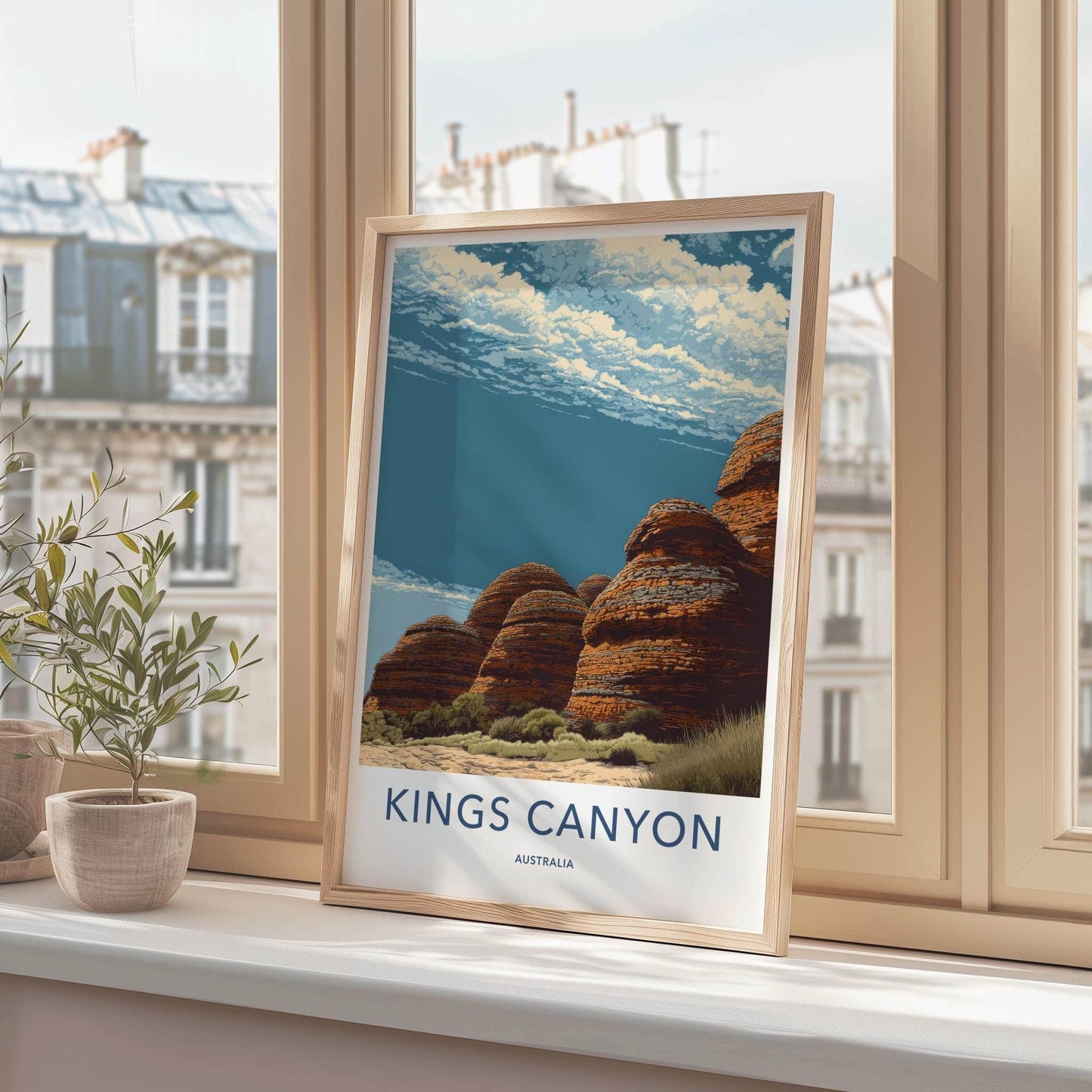KINGS CANYON Poster - Australia Travel Art - Dramatic Desert Landscape Wall Decor