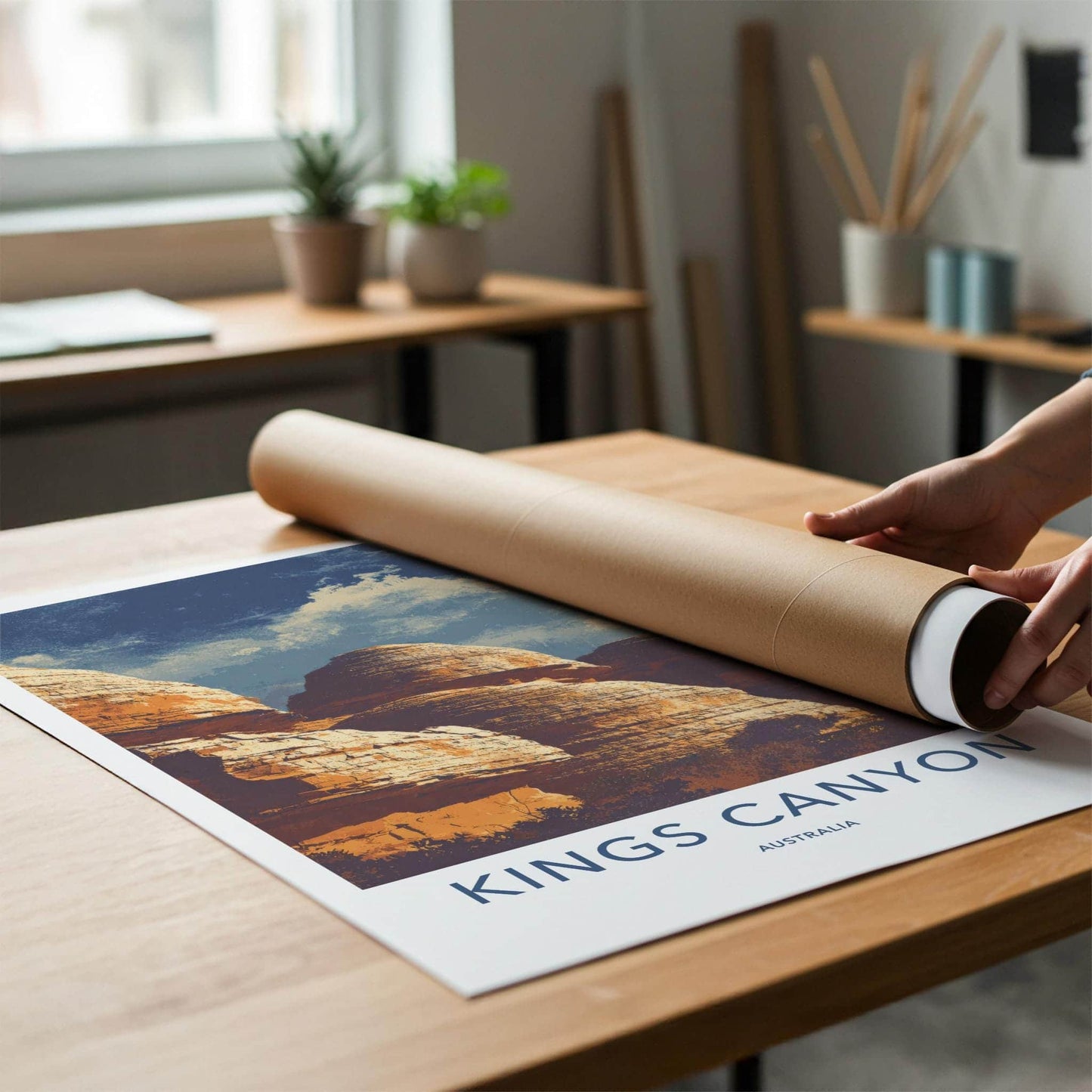Kings Canyon Poster - Australia Travel Art - Massive Sandstone Domes Home Decor