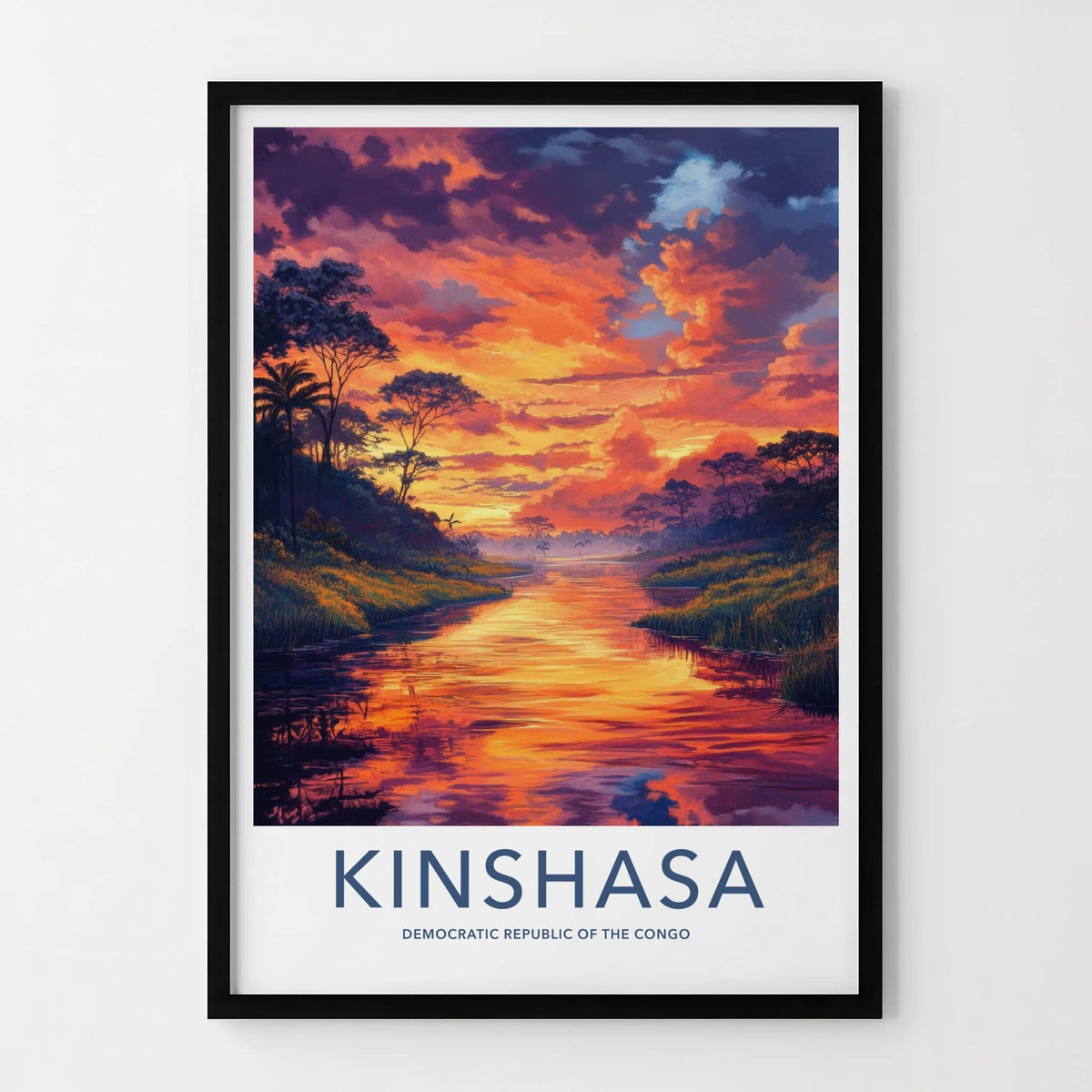 Kinshasa Poster - Democratic Republic of the Congo Art Print - Orange Sky River Gift
