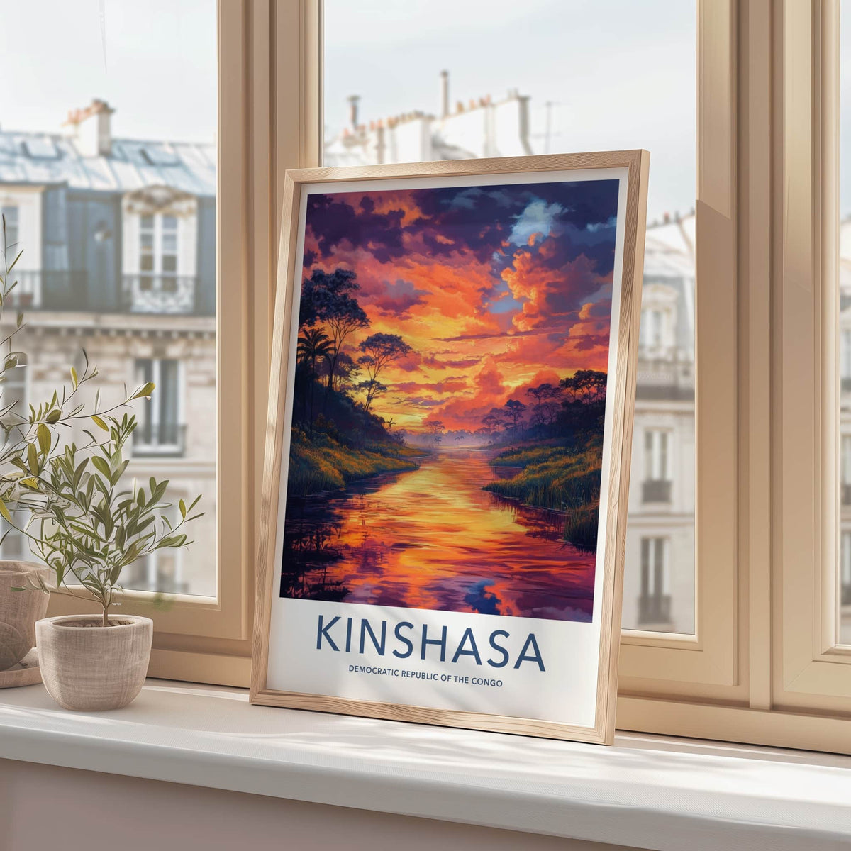 Kinshasa Poster - Democratic Republic of the Congo Art Print - Orange Sky River Gift