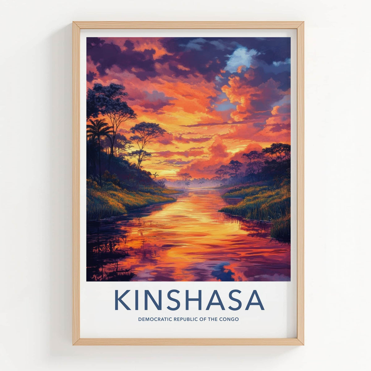 Kinshasa Poster - Democratic Republic of the Congo Art Print - Orange Sky River Gift