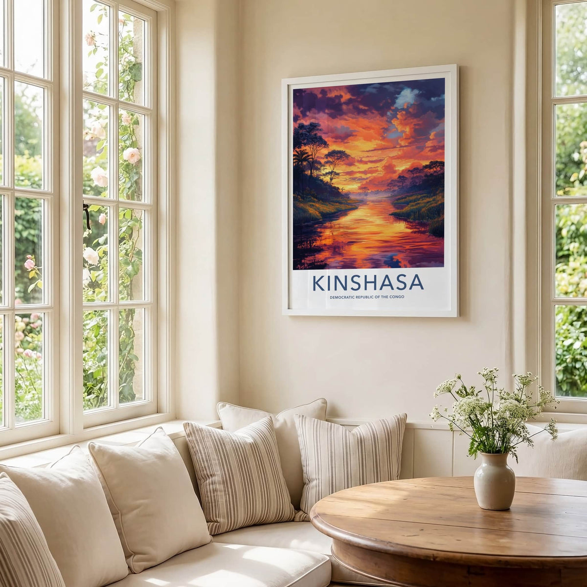 Kinshasa Poster - Democratic Republic of the Congo Art Print - Orange Sky River Gift