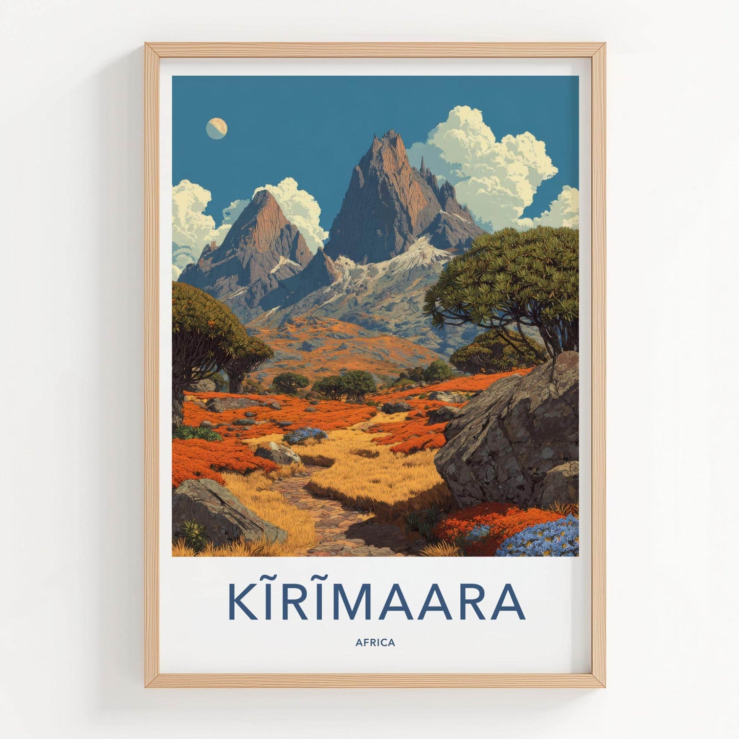 Kirimaara Poster - Africa Travel Art - Vibrant Floral Landscape Home Decor