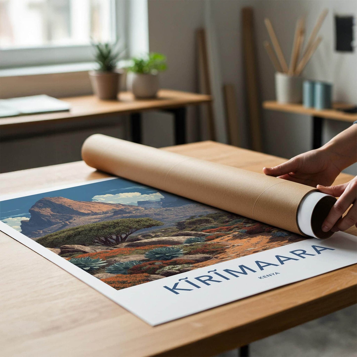 Kirimaara Poster - Kenya Travel Art - Arid Mountain Landscape Home Decor