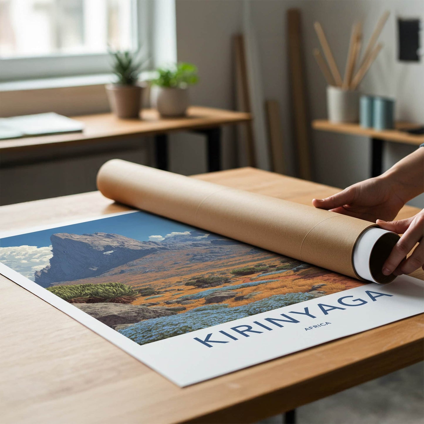 Kirinyaga Poster - Kenya Mountain Moonscape Framed Art