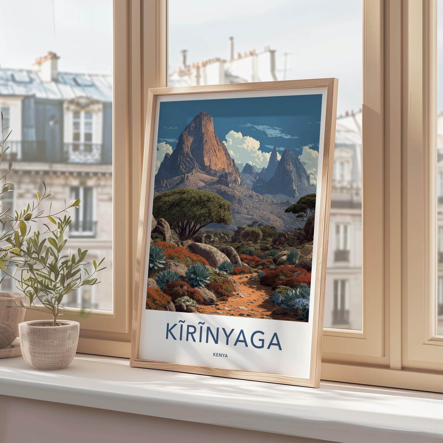 Kirinyaga Poster - Kenya Travel Art - Rugged Mountain Trail Home Decor
