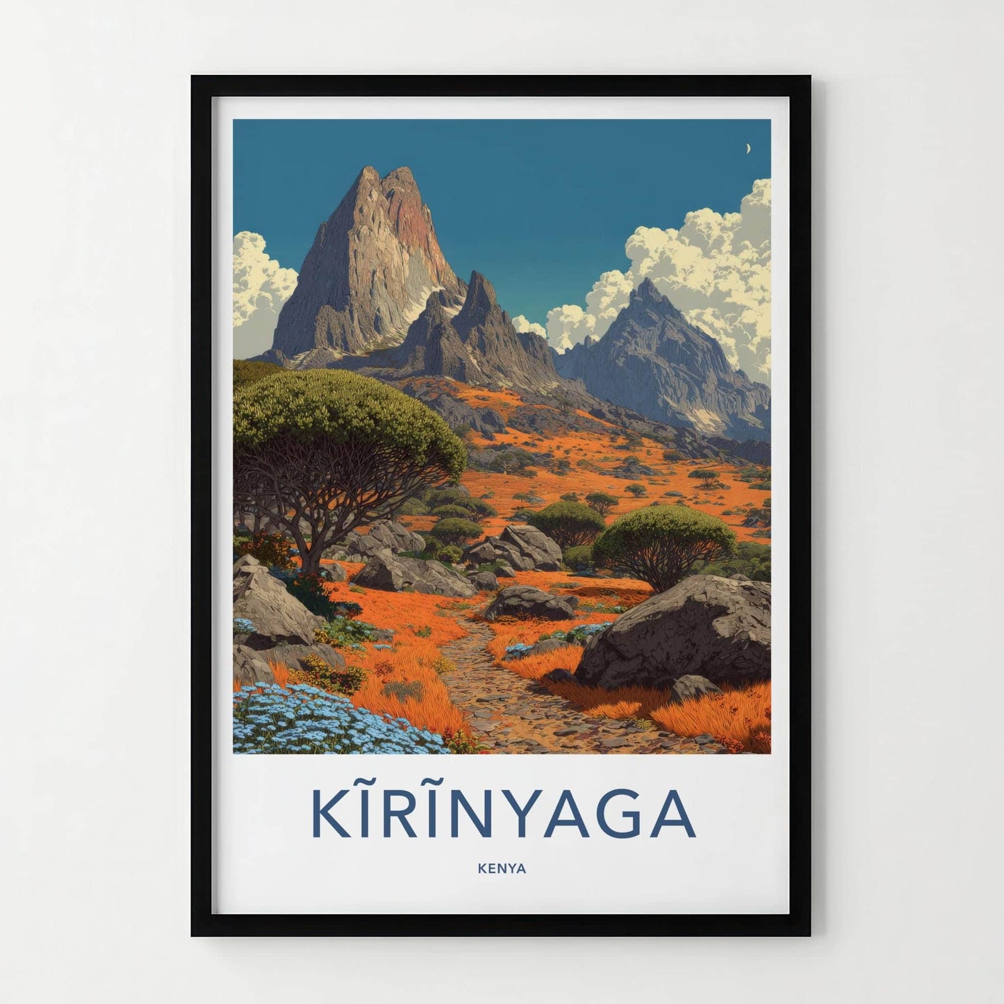Kirinyaga Poster - Kenya Travel Art - Vibrant Mountain Path Home Decor