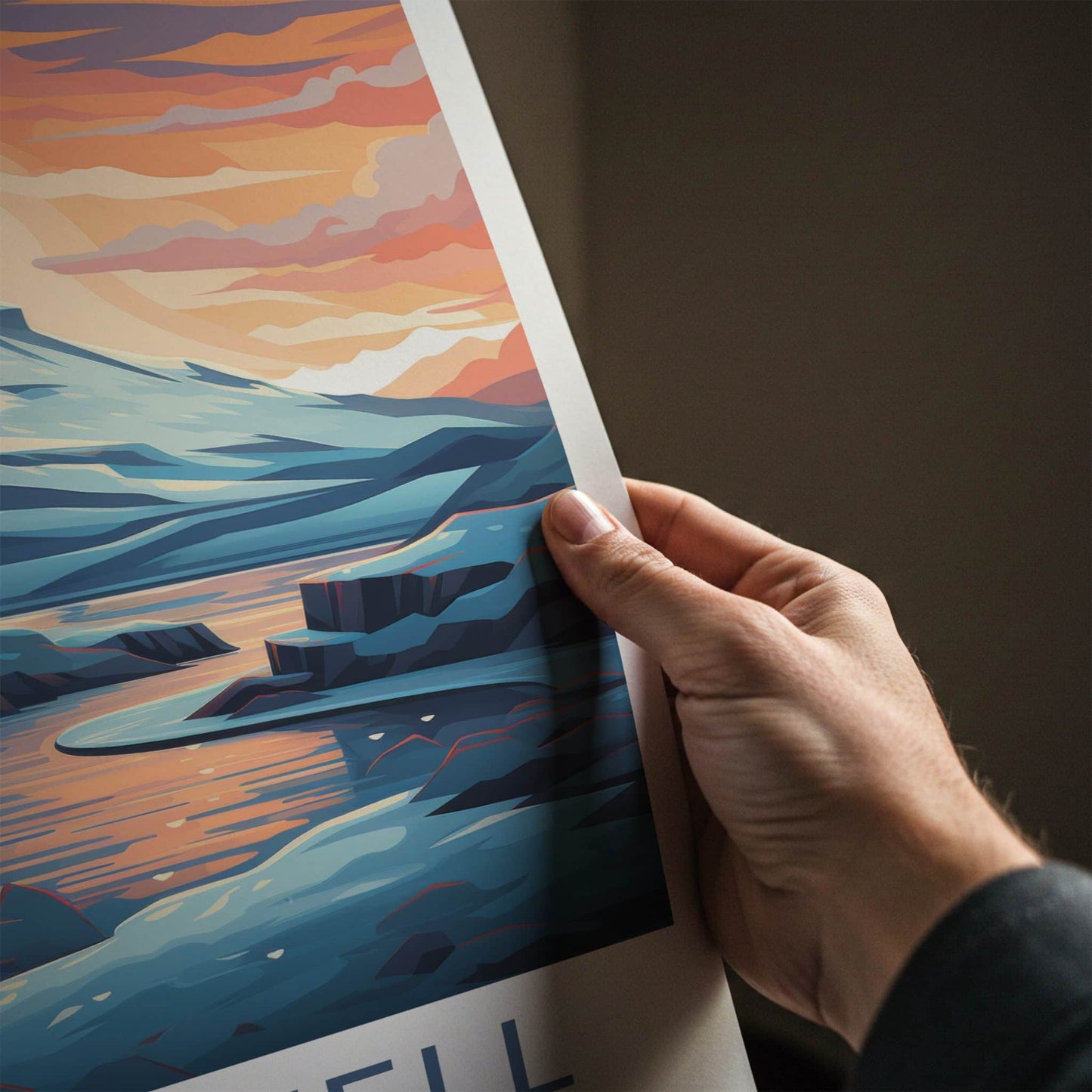 Kirkjufell Poster - Iceland Travel Art - Icy Peak Sunset Wall Decor