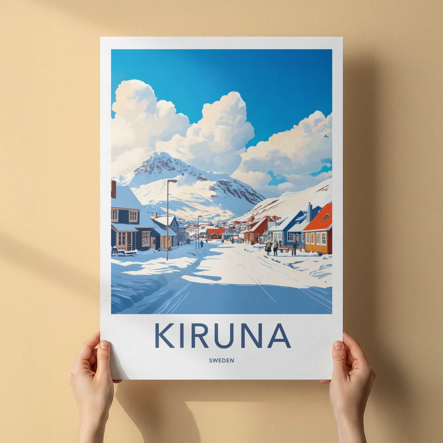 Kiruna Poster - Sweden Framed Print - Snowy Mountain Village Gallery Art