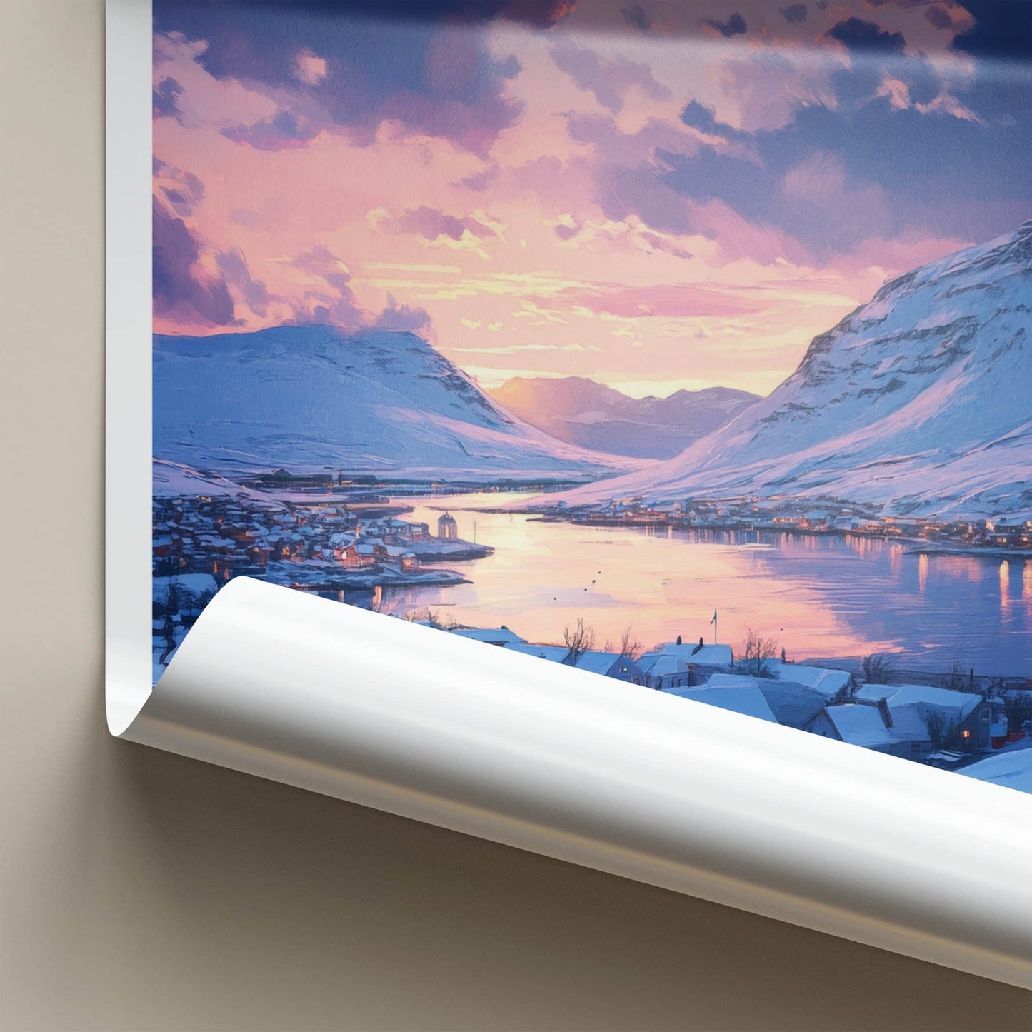 Kiruna Poster - Sweden Travel Art - Winter Village Sunset Home Decor