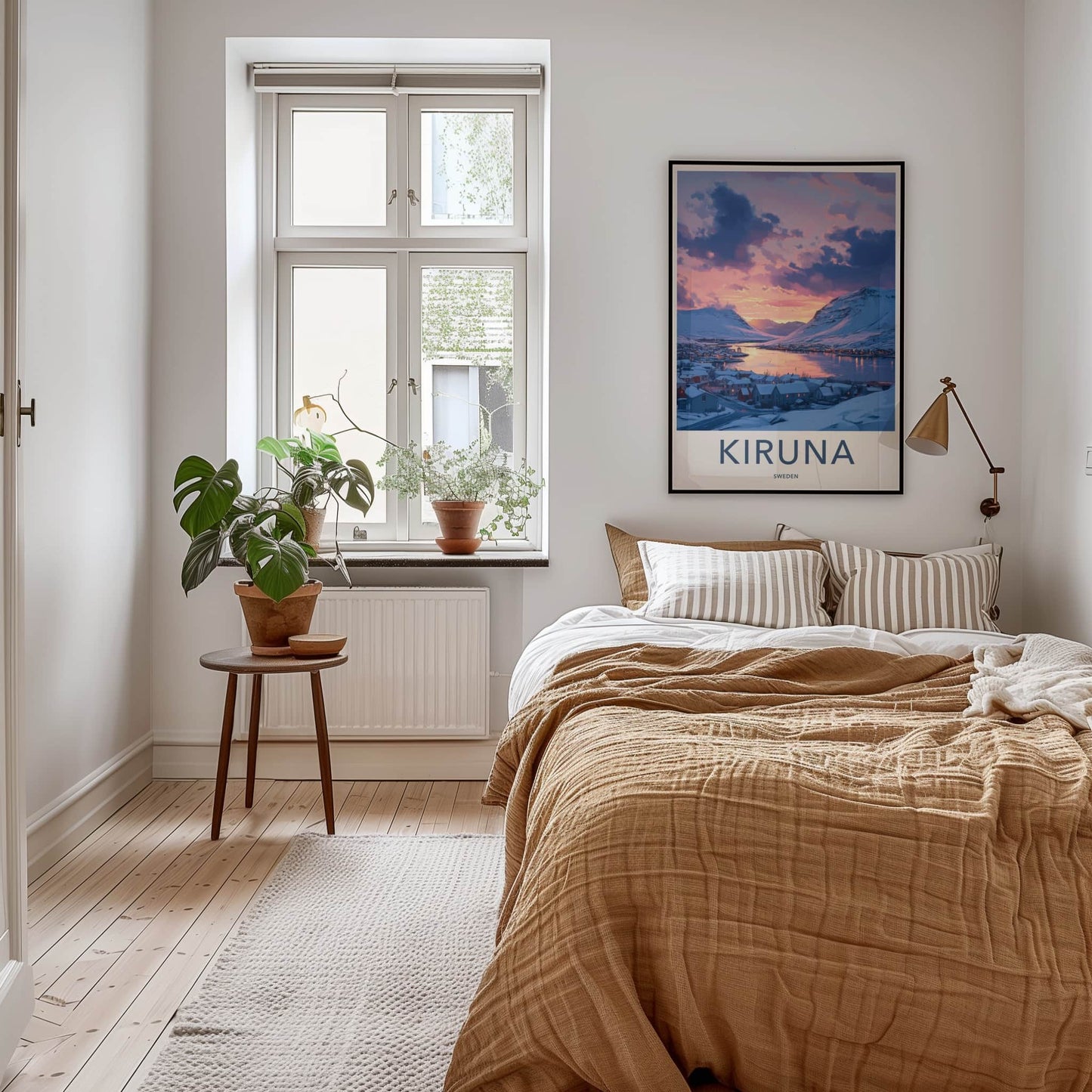 Kiruna Poster - Sweden Travel Art - Winter Village Sunset Home Decor