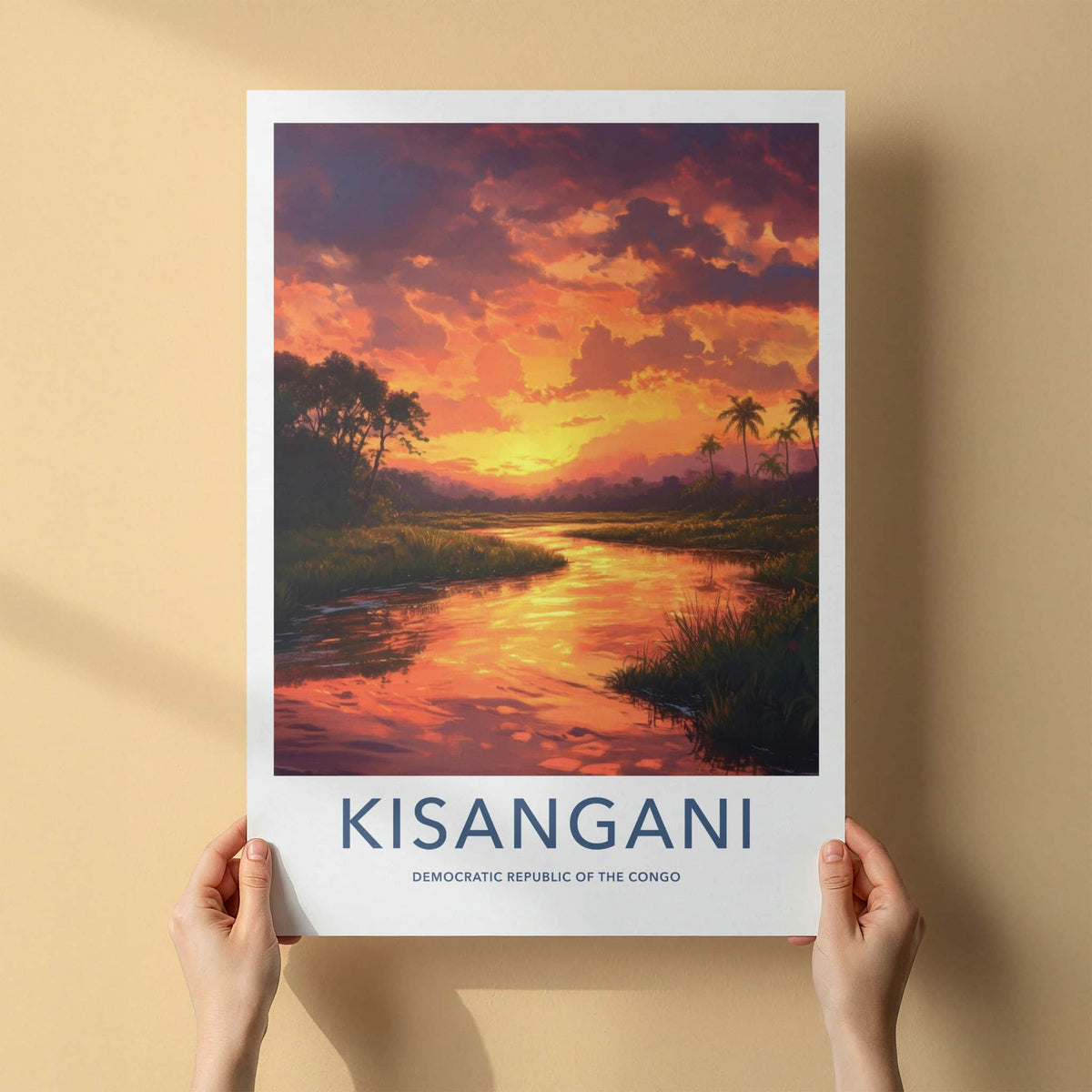 Kisangani Poster - Democratic Republic of the Congo Fine Art - Red Sun Sky Gift