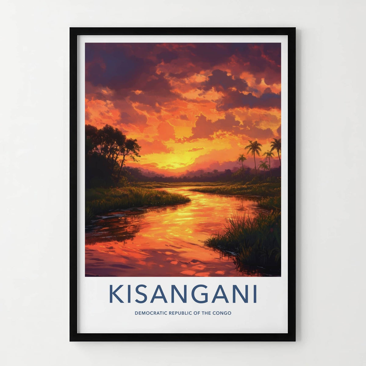 Kisangani Poster - Democratic Republic of the Congo Fine Art - Red Sun Sky Gift