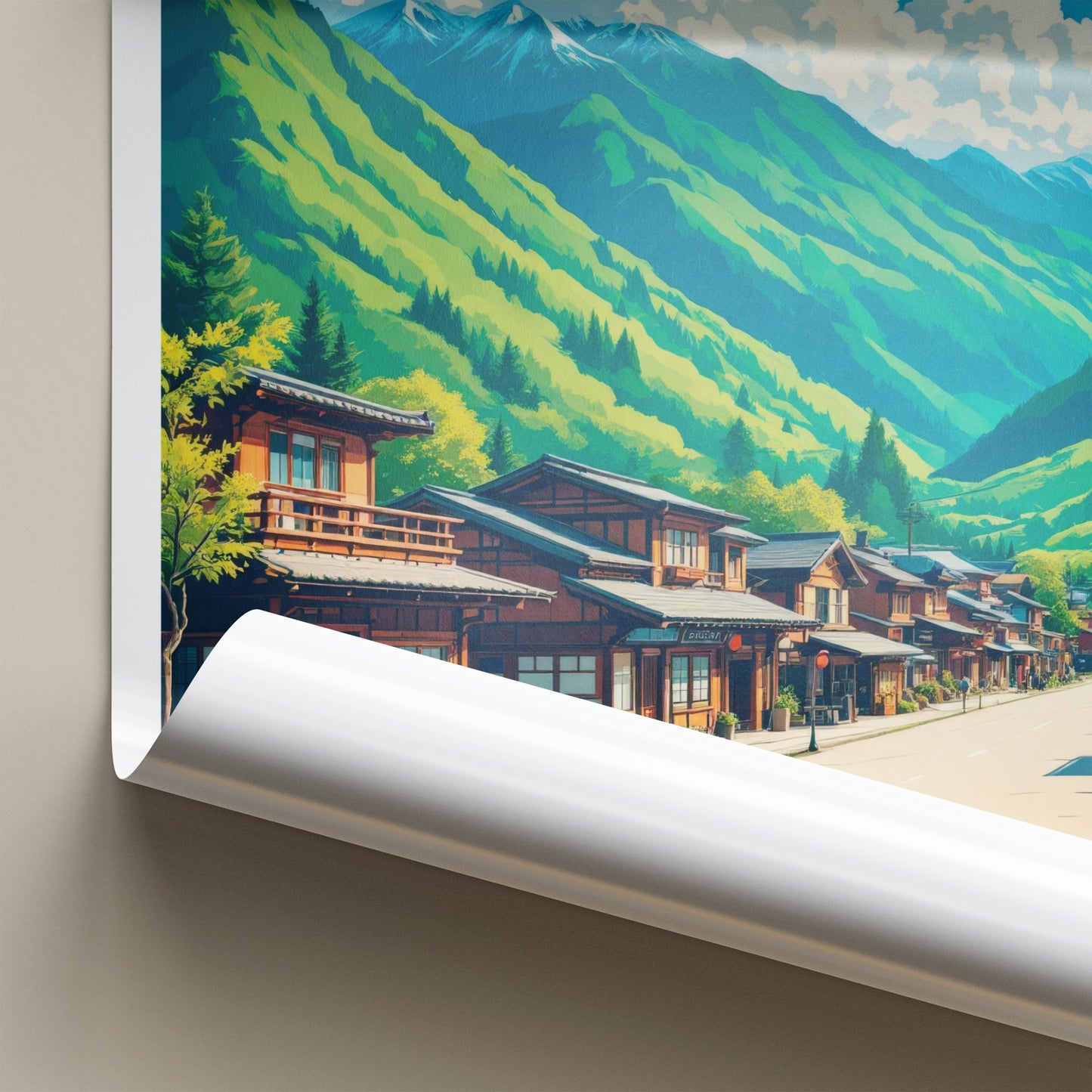 Kiso Valley Poster - Japan Travel Art - Traditional Valley Town Home Decor