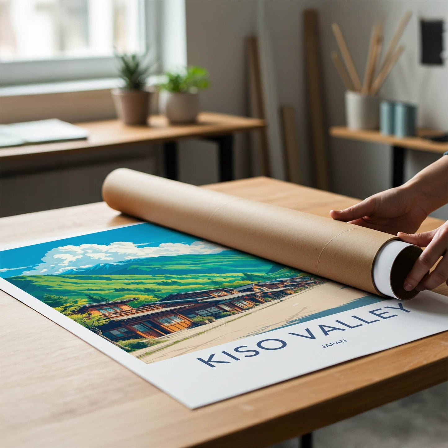 Kiso Valley Poster - Japan Travel Art - Traditional Valley Town Home Decor