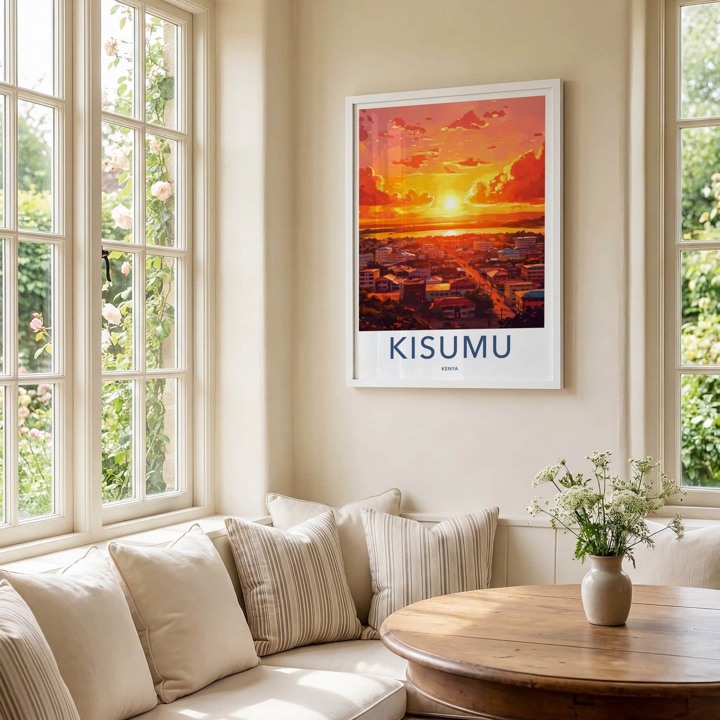 Kisumu Poster - Kenya Travel Print - Vibrant City Sunset Home Decor