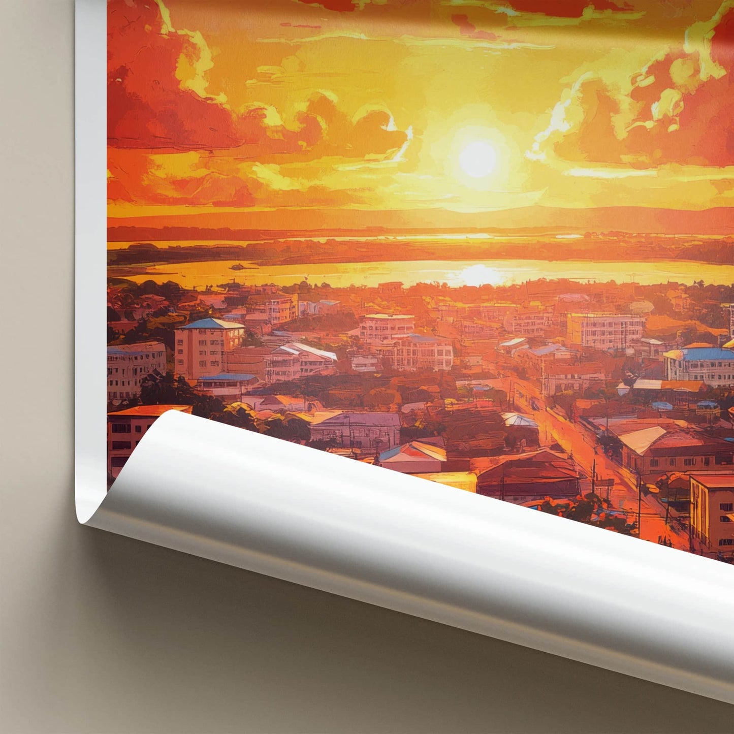 Kisumu Poster - Kenya Travel Print - Vibrant City Sunset Home Decor