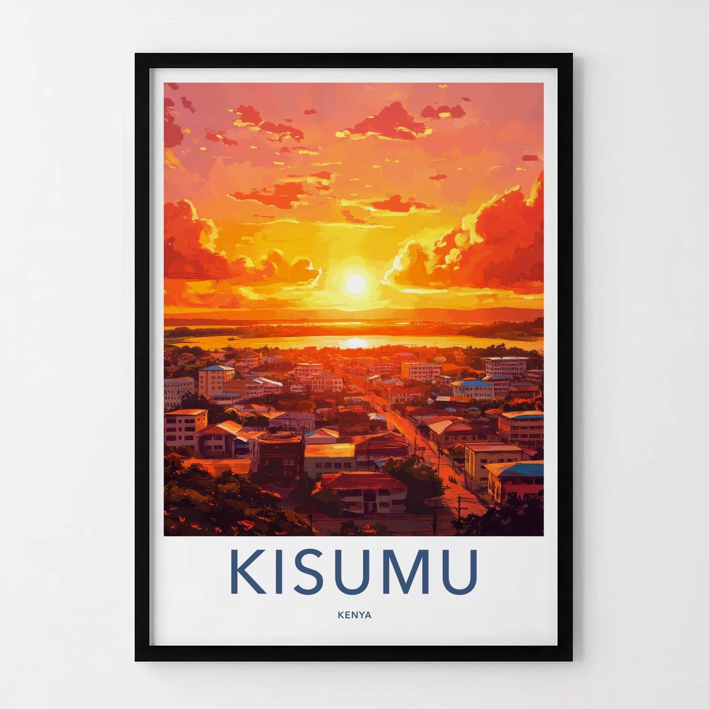 Kisumu Poster - Kenya Travel Print - Vibrant City Sunset Home Decor
