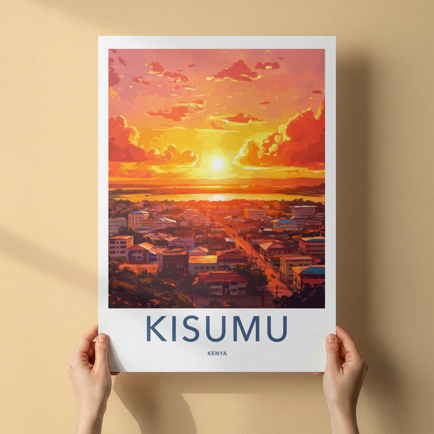 Kisumu Poster - Kenya Travel Print - Vibrant City Sunset Home Decor