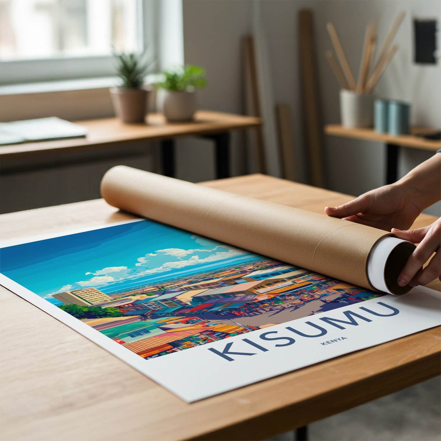 Kisumu Poster - Kenya Wall Art - Vibrant Market Scene Home Decor
