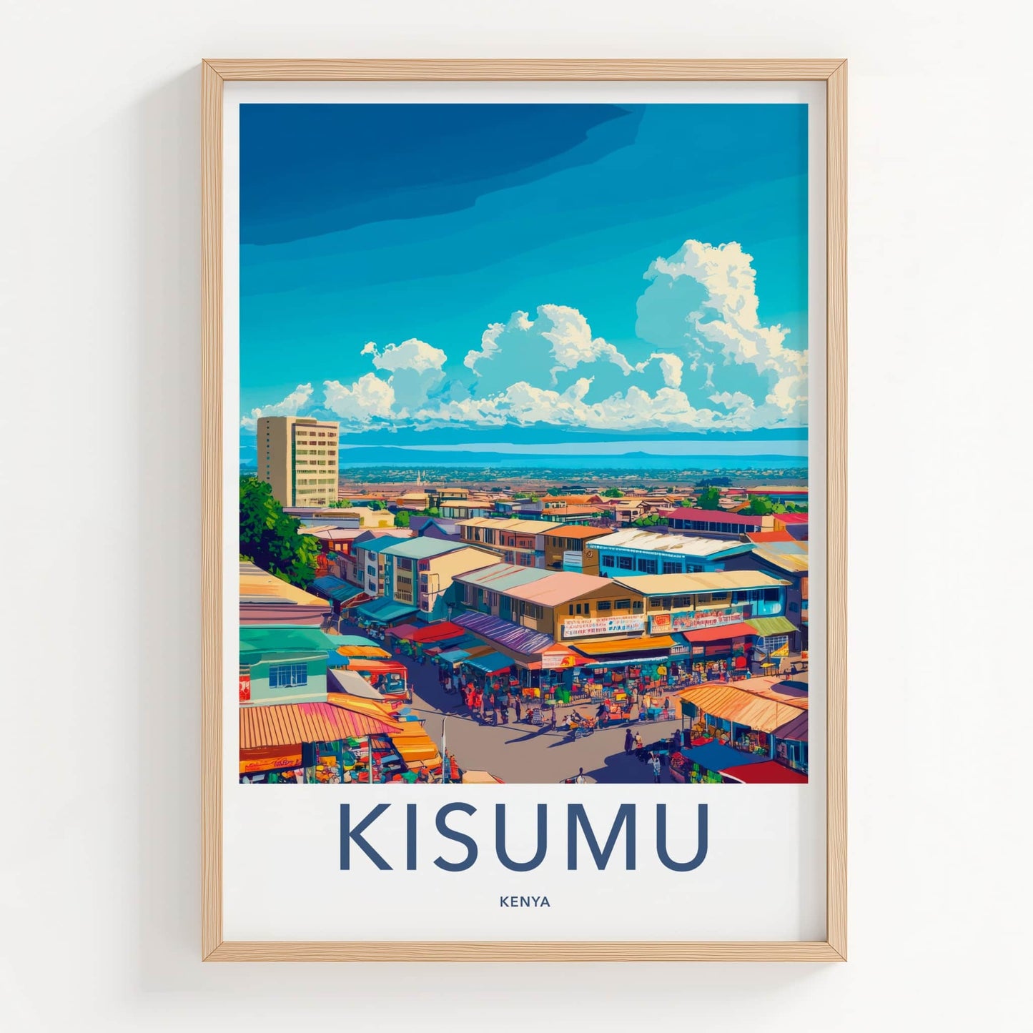 Kisumu Poster - Kenya Wall Art - Vibrant Market Scene Home Decor