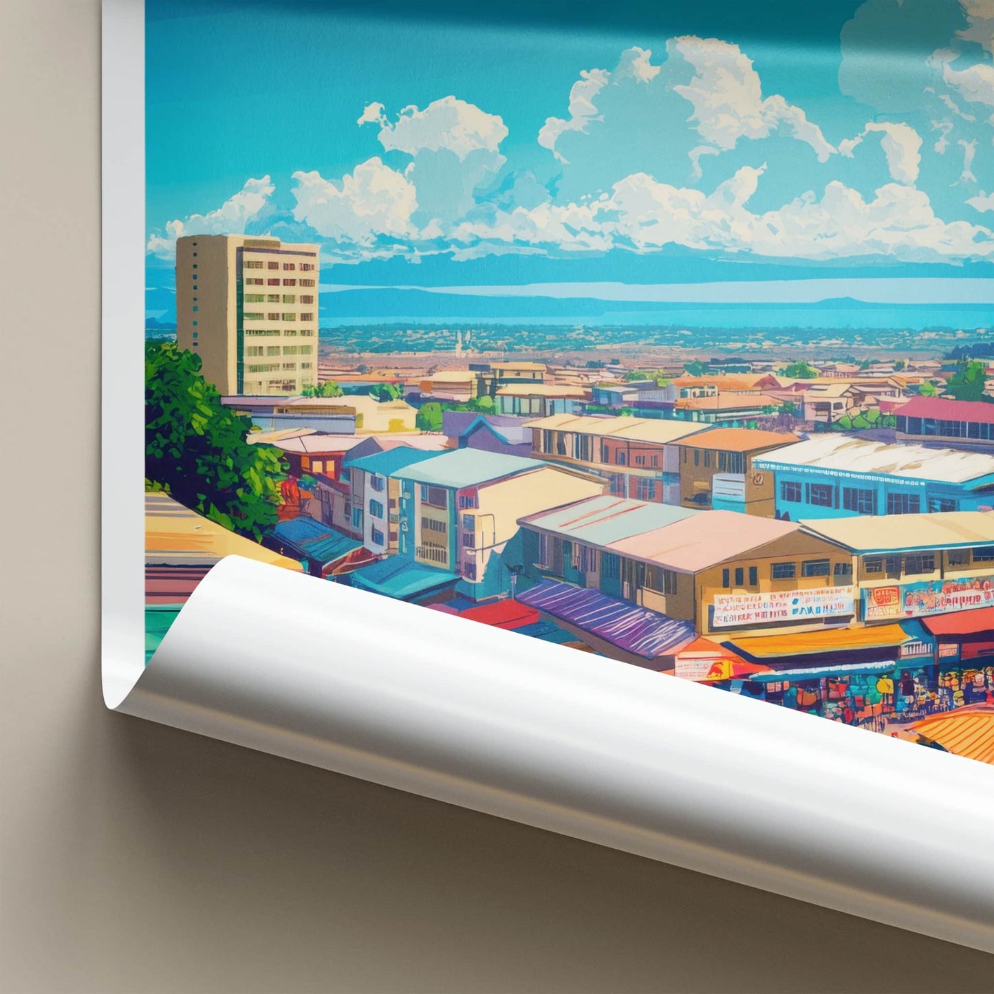 Kisumu Poster - Kenya Wall Art - Vibrant Market Scene Home Decor