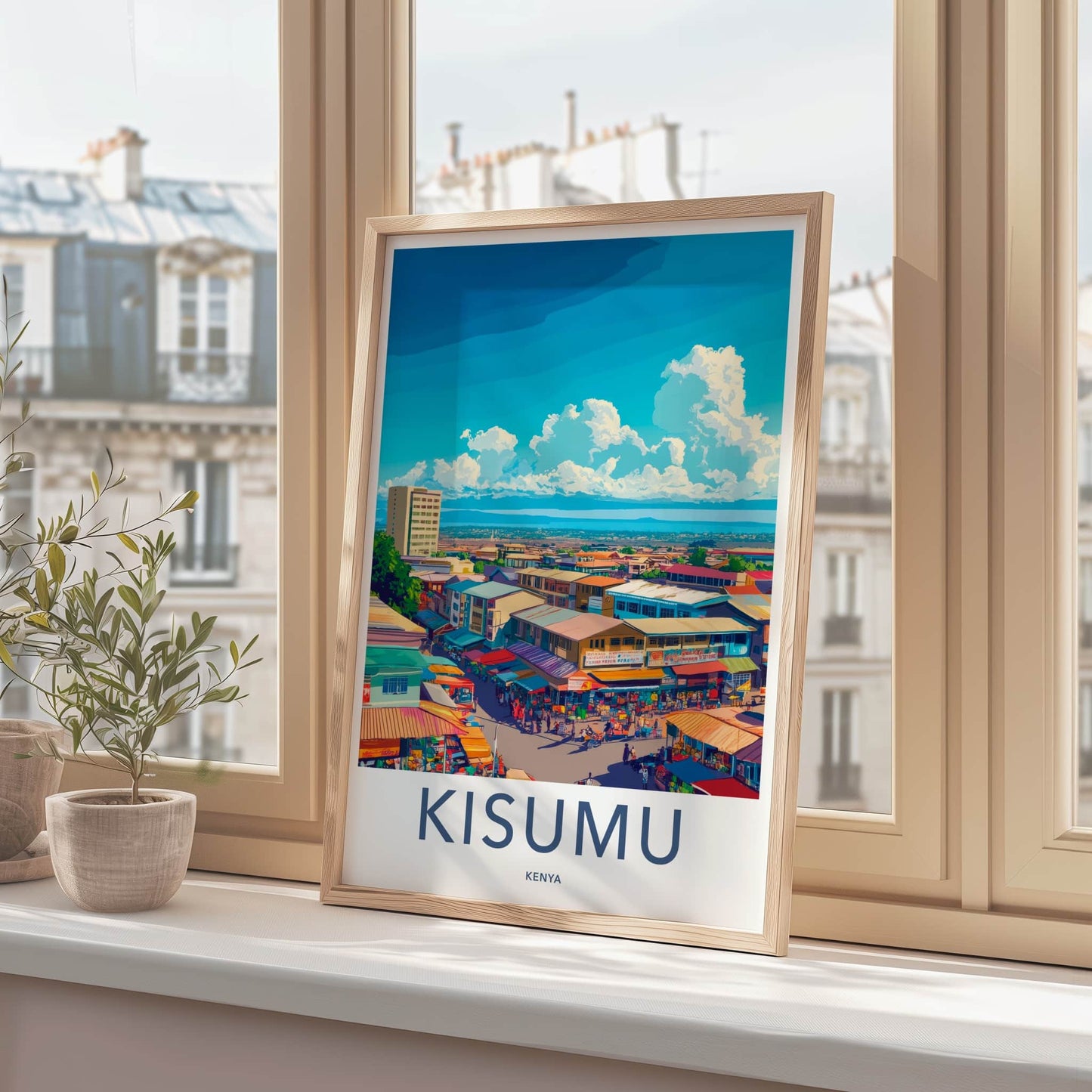 Kisumu Poster - Kenya Wall Art - Vibrant Market Scene Home Decor