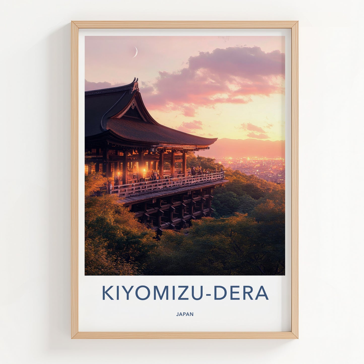Kiyomizu-Dera Poster - Japan Travel Art - Temple Sunset Moon Home Decor