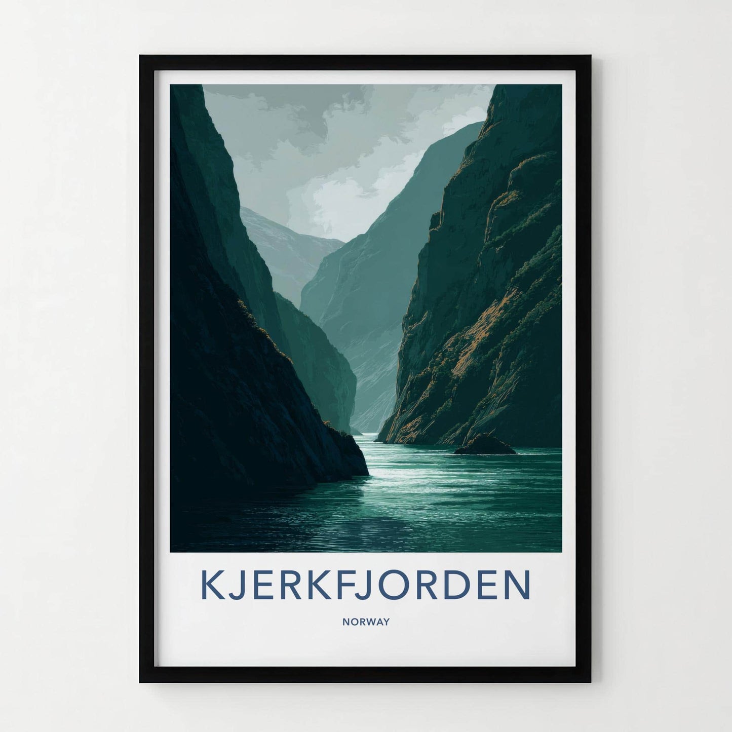 KJERKFJORDEN Poster - Norway Travel Art - Dramatic Fjord Cliffs Wall Decor