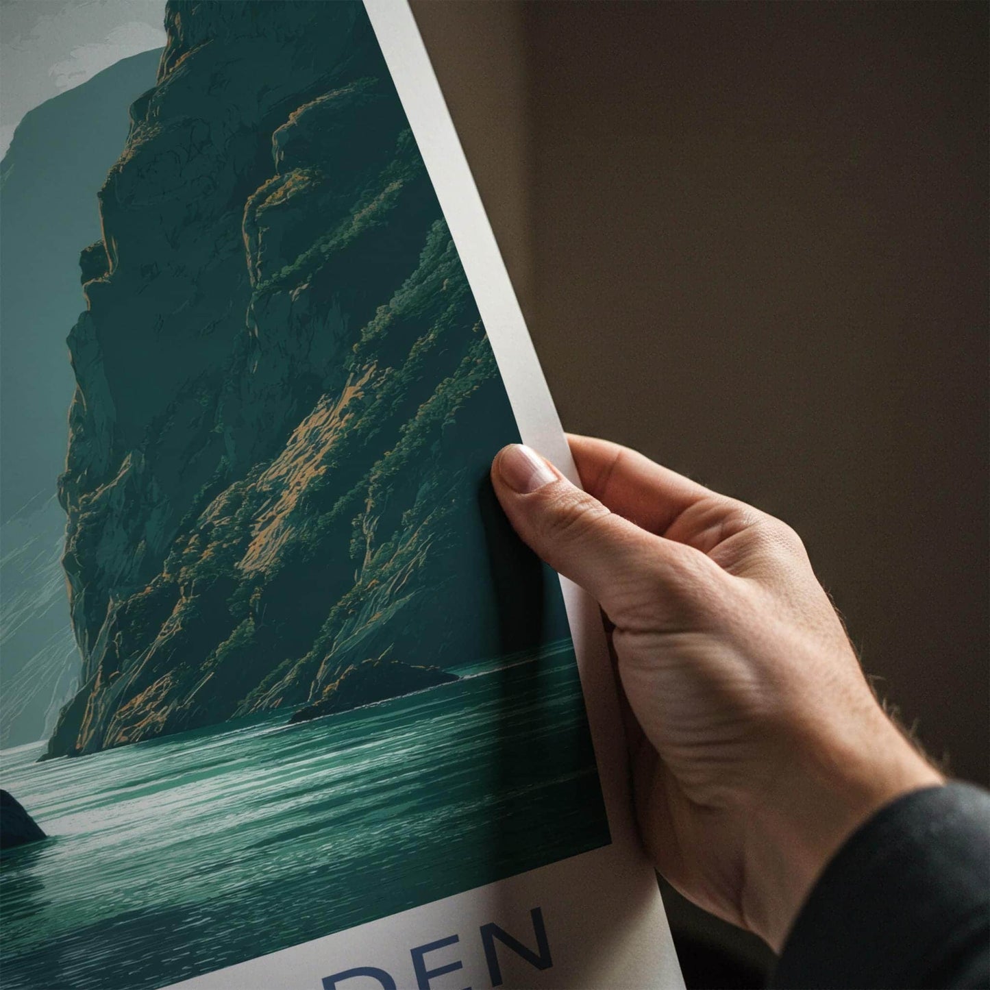 KJERKFJORDEN Poster - Norway Travel Art - Dramatic Fjord Cliffs Wall Decor