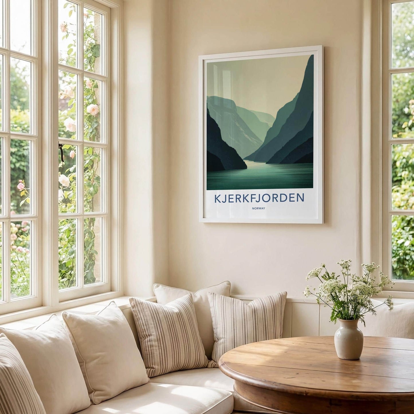 Kjerkfjorden Poster - Norway Travel Art - Layered Fjord Landscape Home Decor