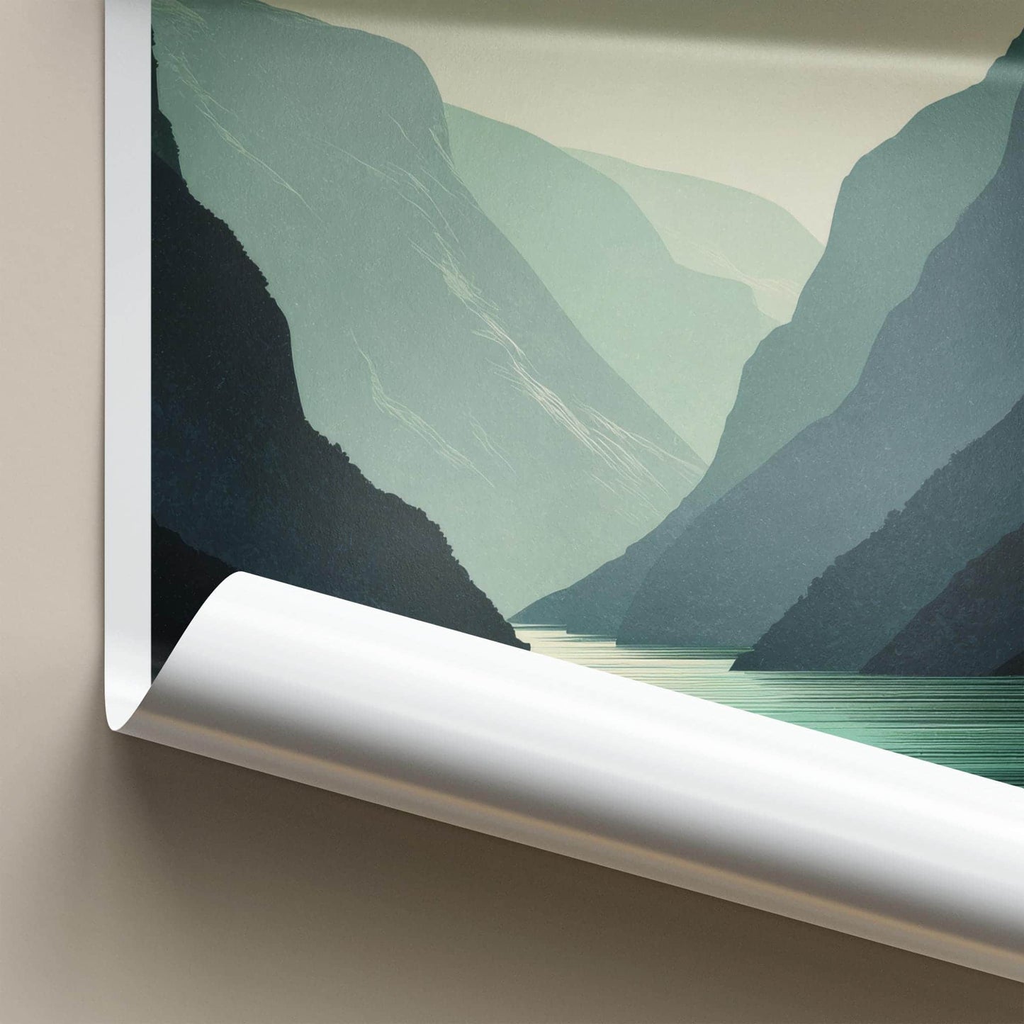 Kjerkfjorden Poster - Norway Travel Art - Layered Fjord Landscape Home Decor