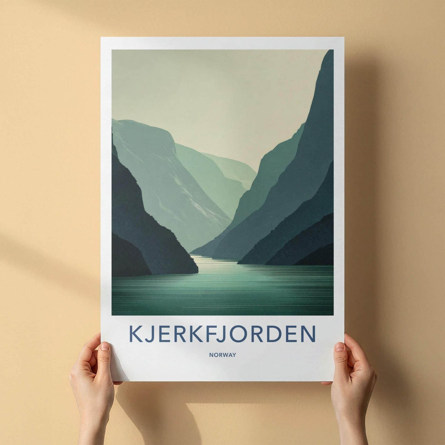 Kjerkfjorden Poster - Norway Travel Art - Layered Fjord Landscape Home Decor