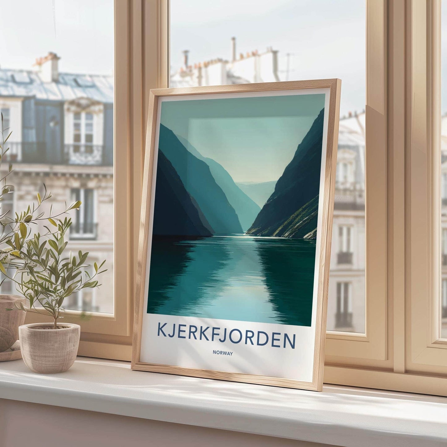 Kjerkfjorden Poster - Norway Travel Art - Serene Fjord Waters Wall Decor