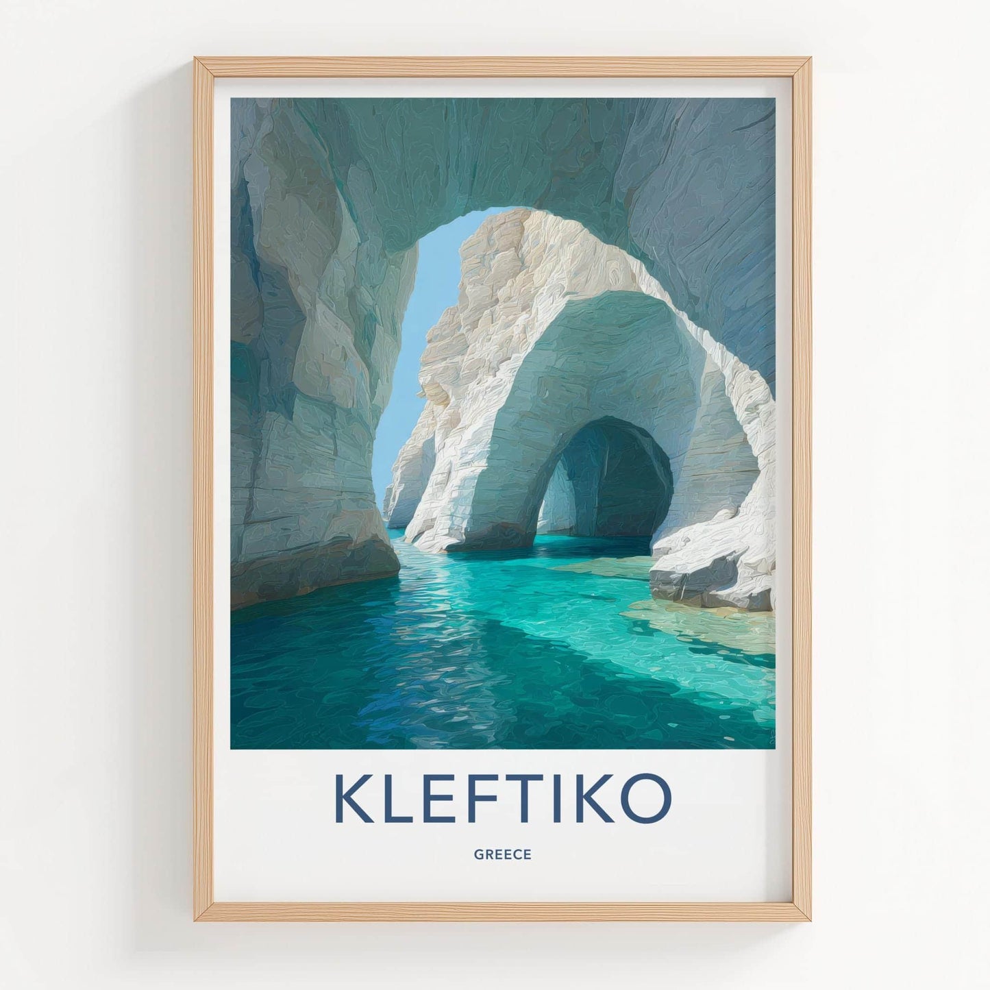 Kleftiko Poster - Greece Travel Art - Limestone Cave Water Wall Decor