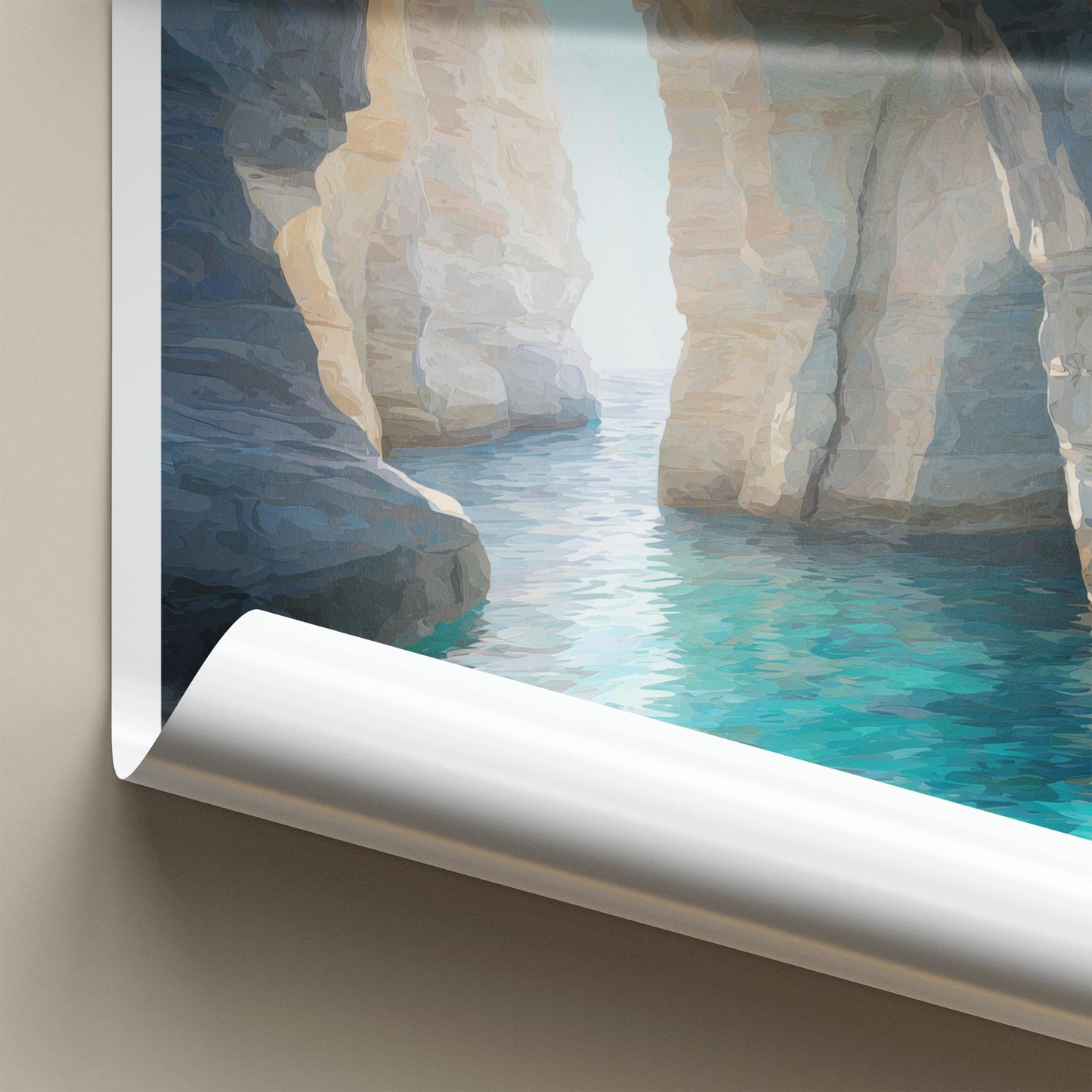 Kleftiko Poster - Greece Wall Art - Turquoise Grotto Light Home Decor