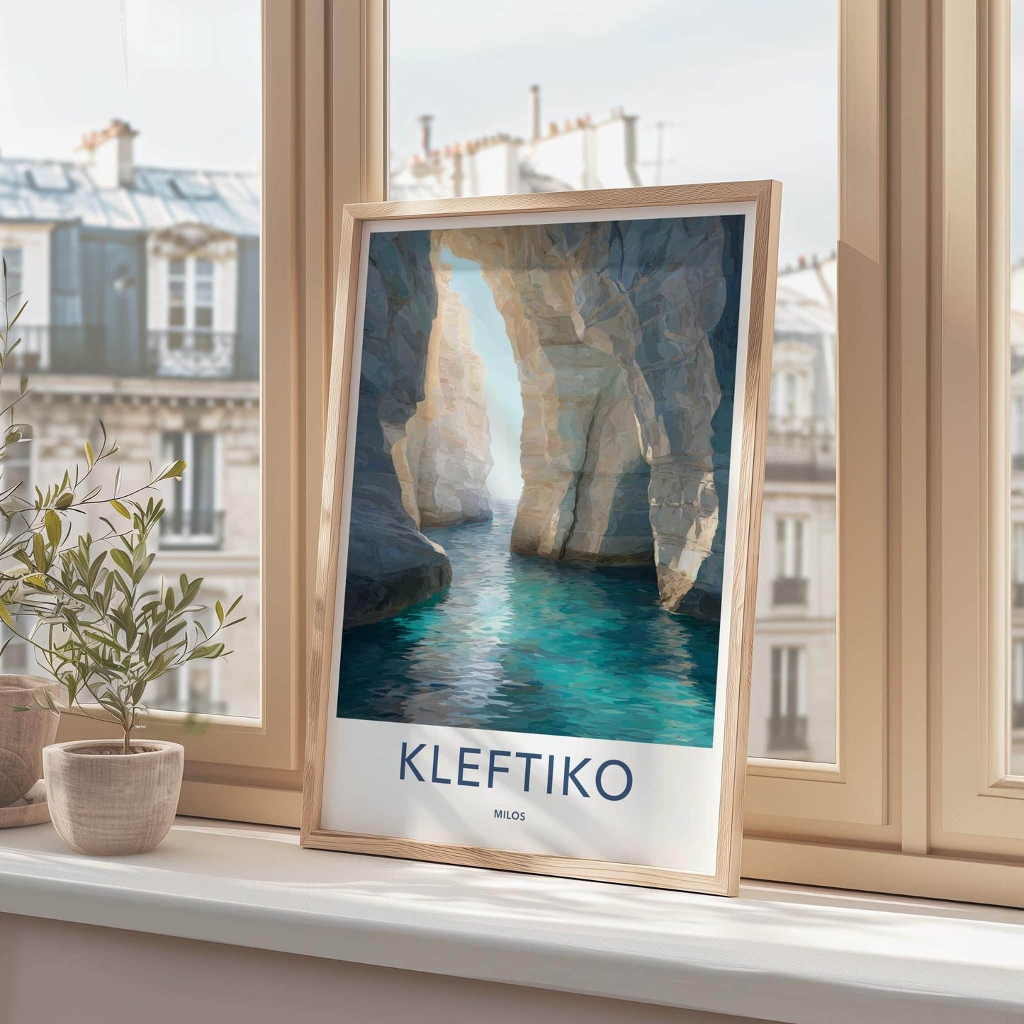 Kleftiko Poster - Greece Wall Art - Turquoise Grotto Light Home Decor