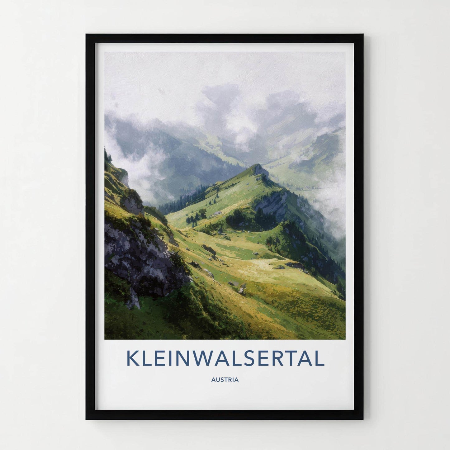 KLEINWALSERTAL Poster - Austria Travel Art - Misty Green Slopes Home Decor